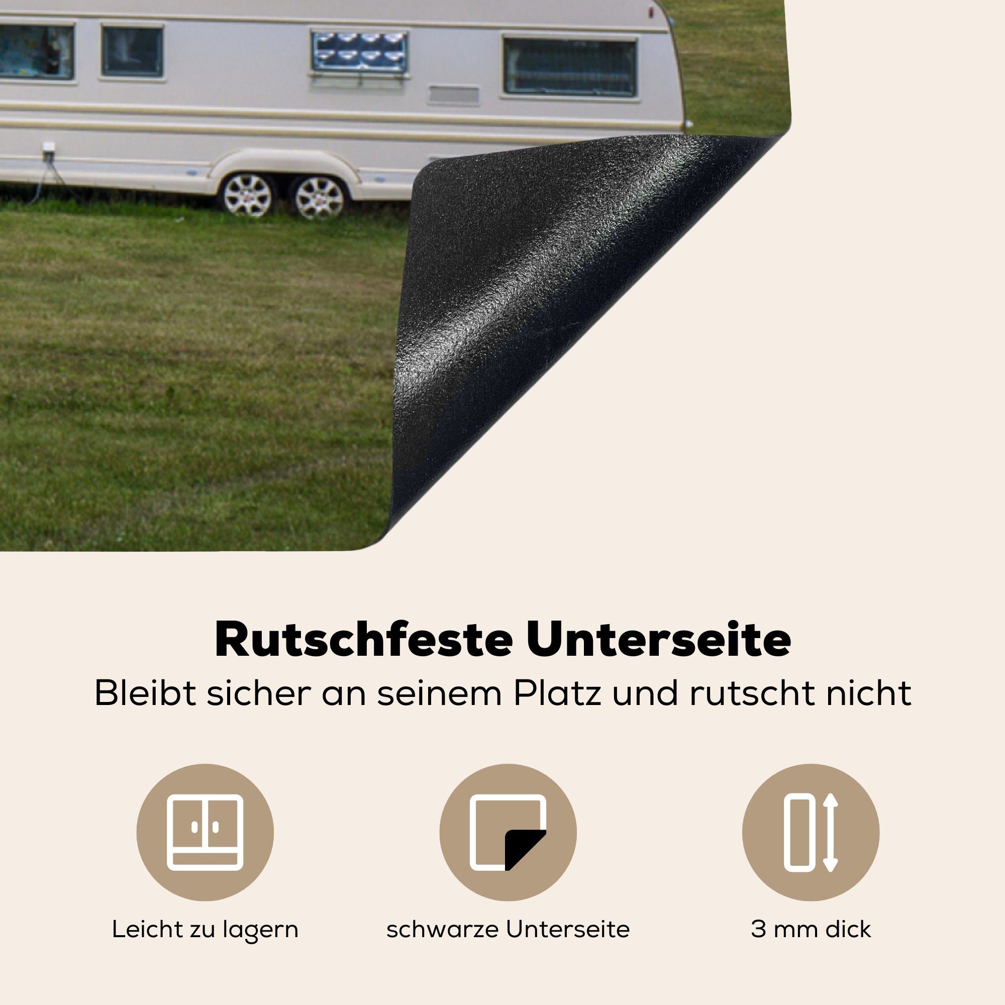 MuchoWow Herdblende-/Abdeckplatte (1 cm, für tlg), Blau, 78x78 Wohnwagen küche Arbeitsplatte Camping Vinyl, - Ceranfeldabdeckung, 