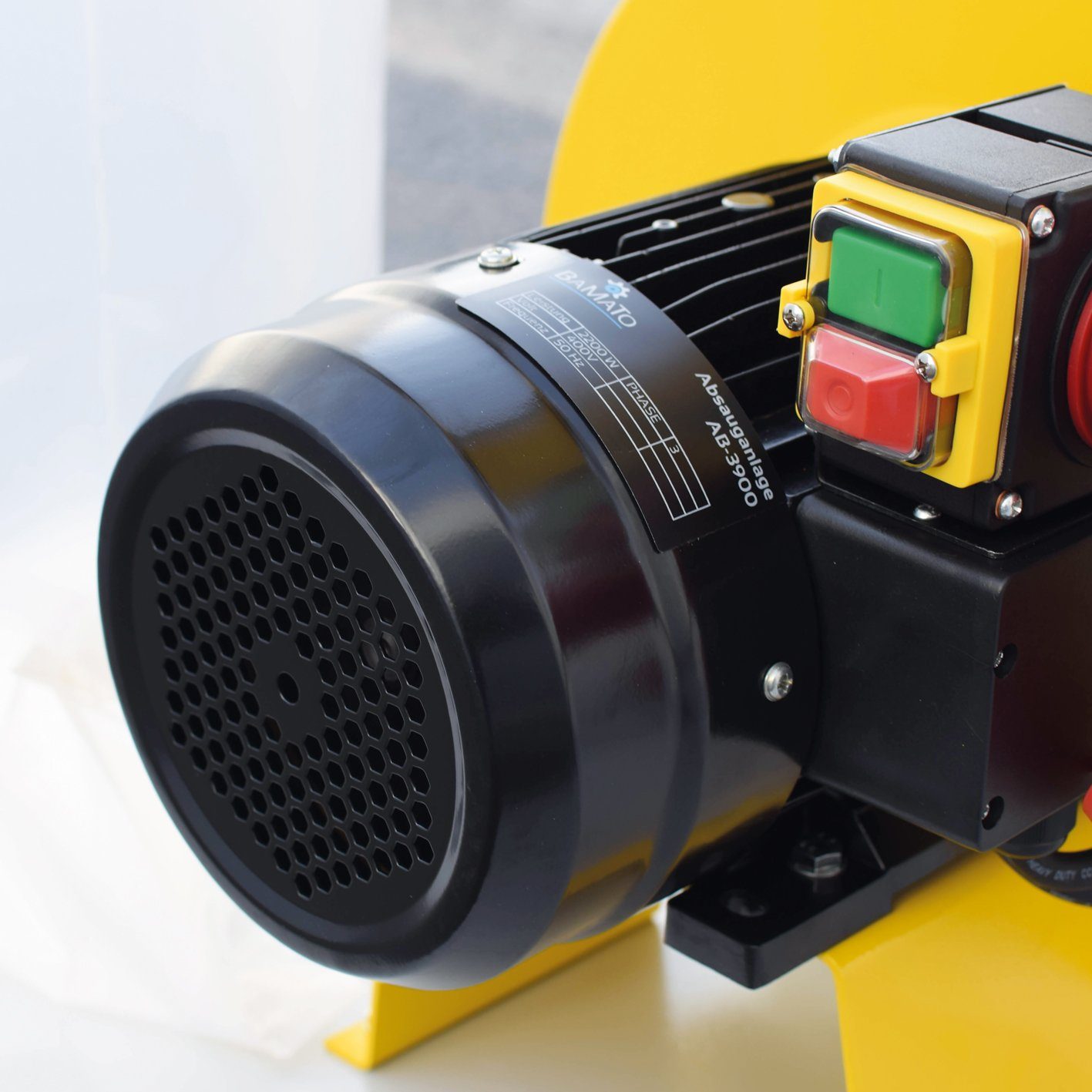 BAMATO Absauganlage AB-3900 inkl. 3-fach Adapter 400V Absaugung 3900 m³/h, 2200 W, (1-tlg), Späneabsaugung, Lüfterrad aus Metall, Fahrwerk, 1800 Pa