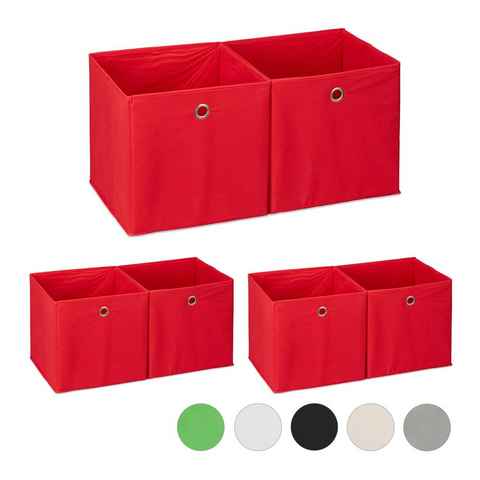 relaxdays Aufbewahrungsbox 6 x Aufbewahrungsbox Stoff rot