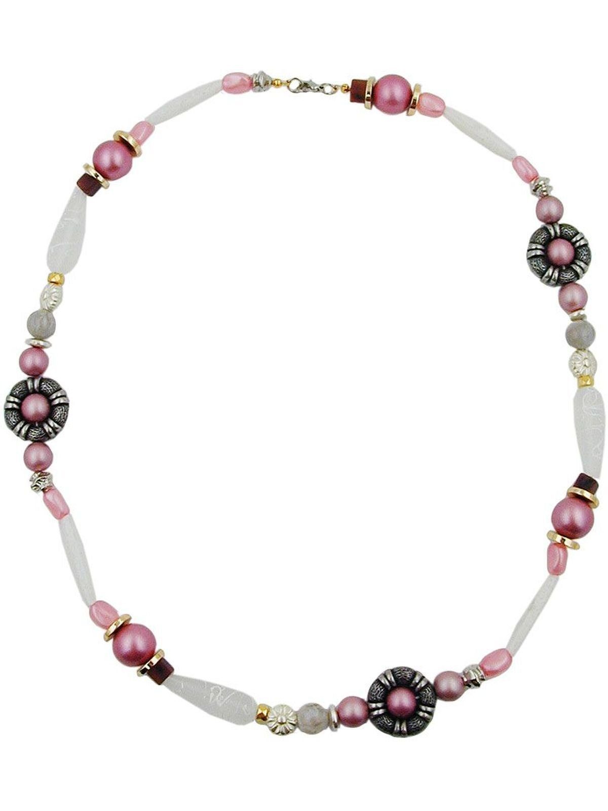 Gallay Perlenkette Kette rosa-weiß-altsilber-gold (1-tlg)