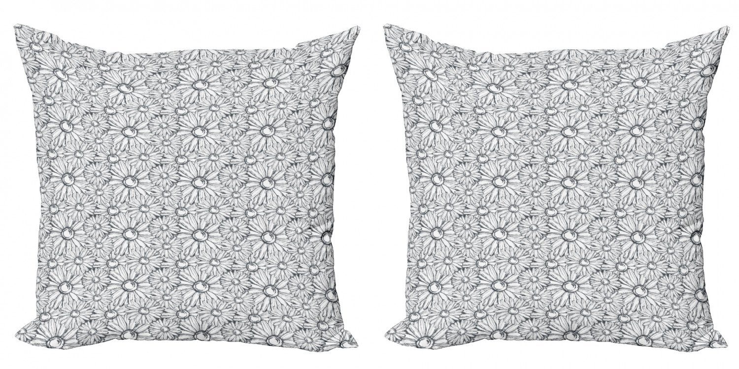 Kissenbezüge Modern Accent Doppelseitiger Digitaldruck, Abakuhaus (2 Stück), Blumen Outline Kamillen