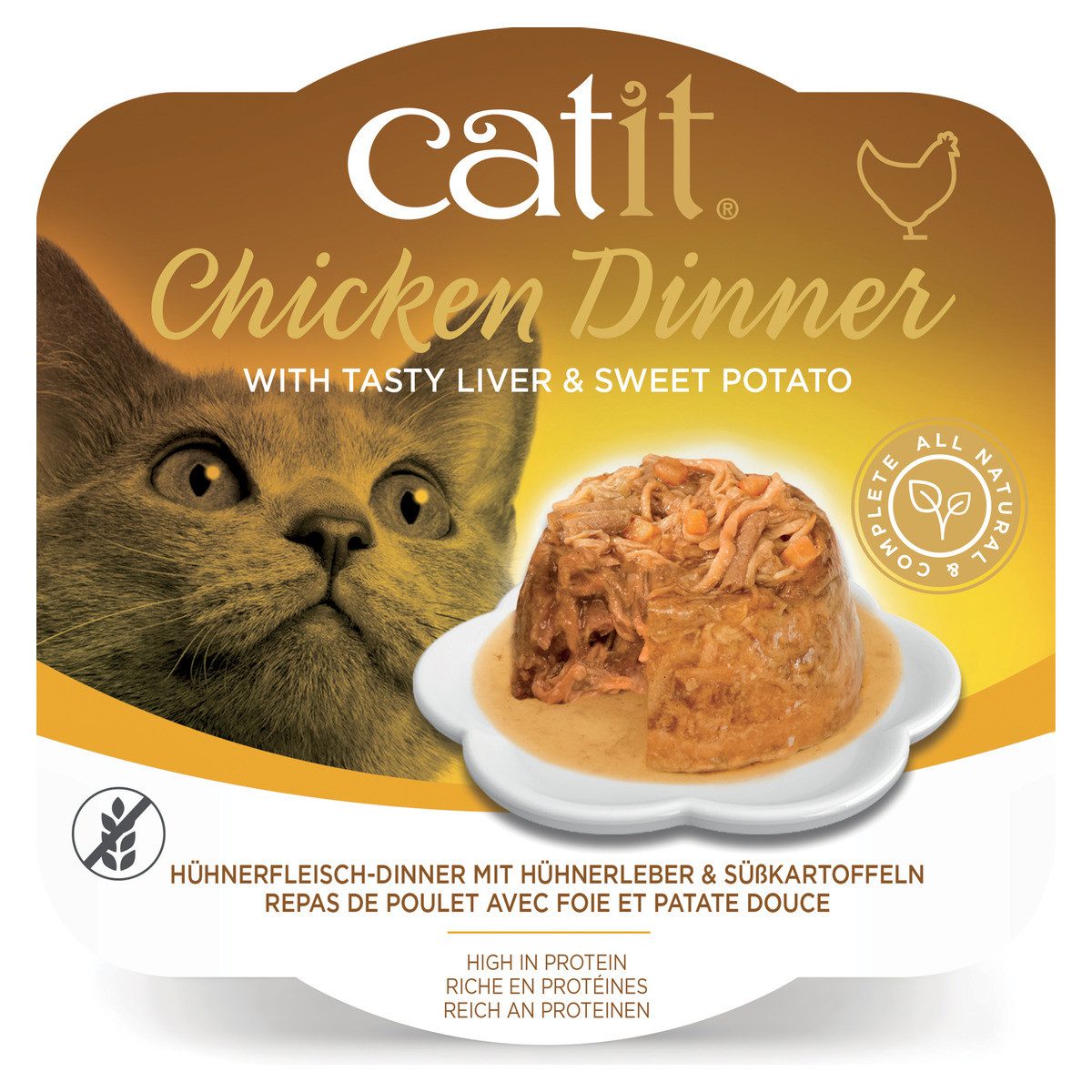 Catit Dinner Huhn mit Leber & Süßkartoffel 80 g, Nassfutter für: Katze