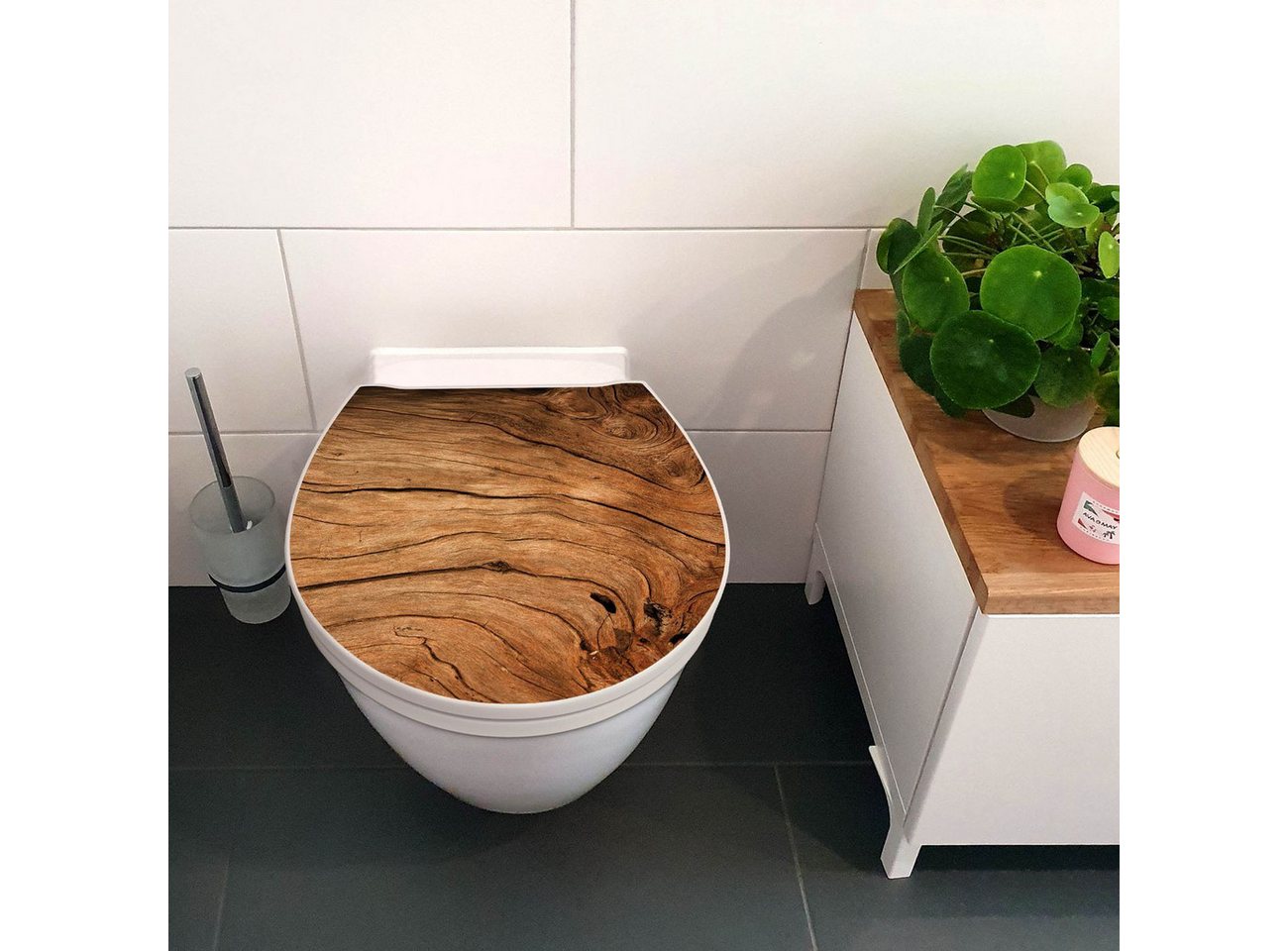 Thumbnail - banjado WC-Sitz Motiv Trockenes Holz (umweltfreundliches Material & Take-Off Technologie, Softclose Absenkautomatik), 45...
