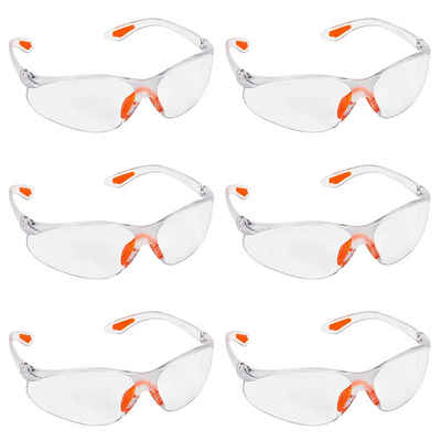 Kurtzy Arbeitsschutzbrille 6er Pack Sicherheitsbrillen mit Gummi für optimalen Augenschutz, 6er Pack Schutzbrillen mit Gummieinsatz für sicheren Augenschutz