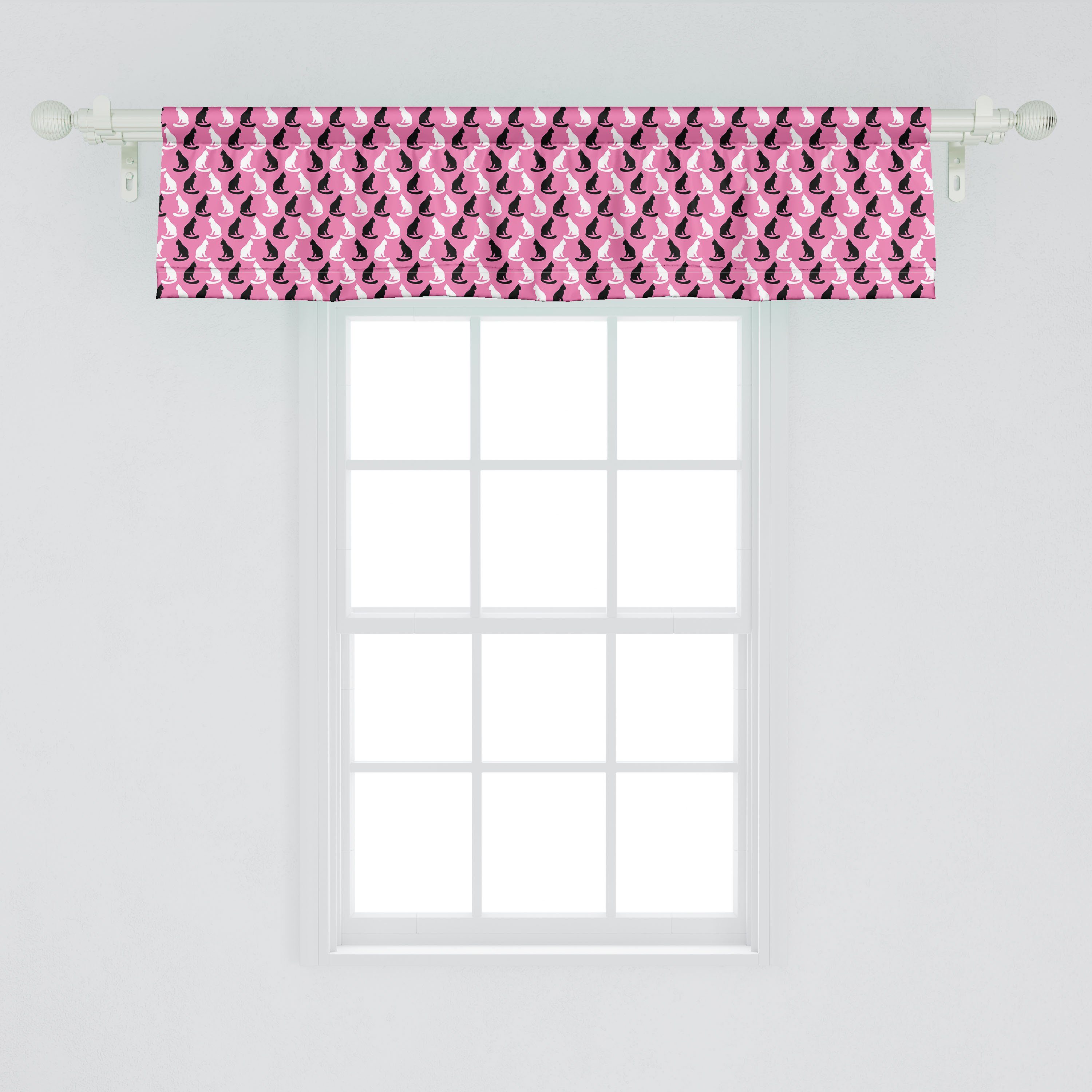 Scheibengardine Vorhang Volant für Küche Schlafzimmer Sich Microfaser, Dekor mit Abakuhaus, Kunst Kätzchen Stangentasche, Katzen gegen