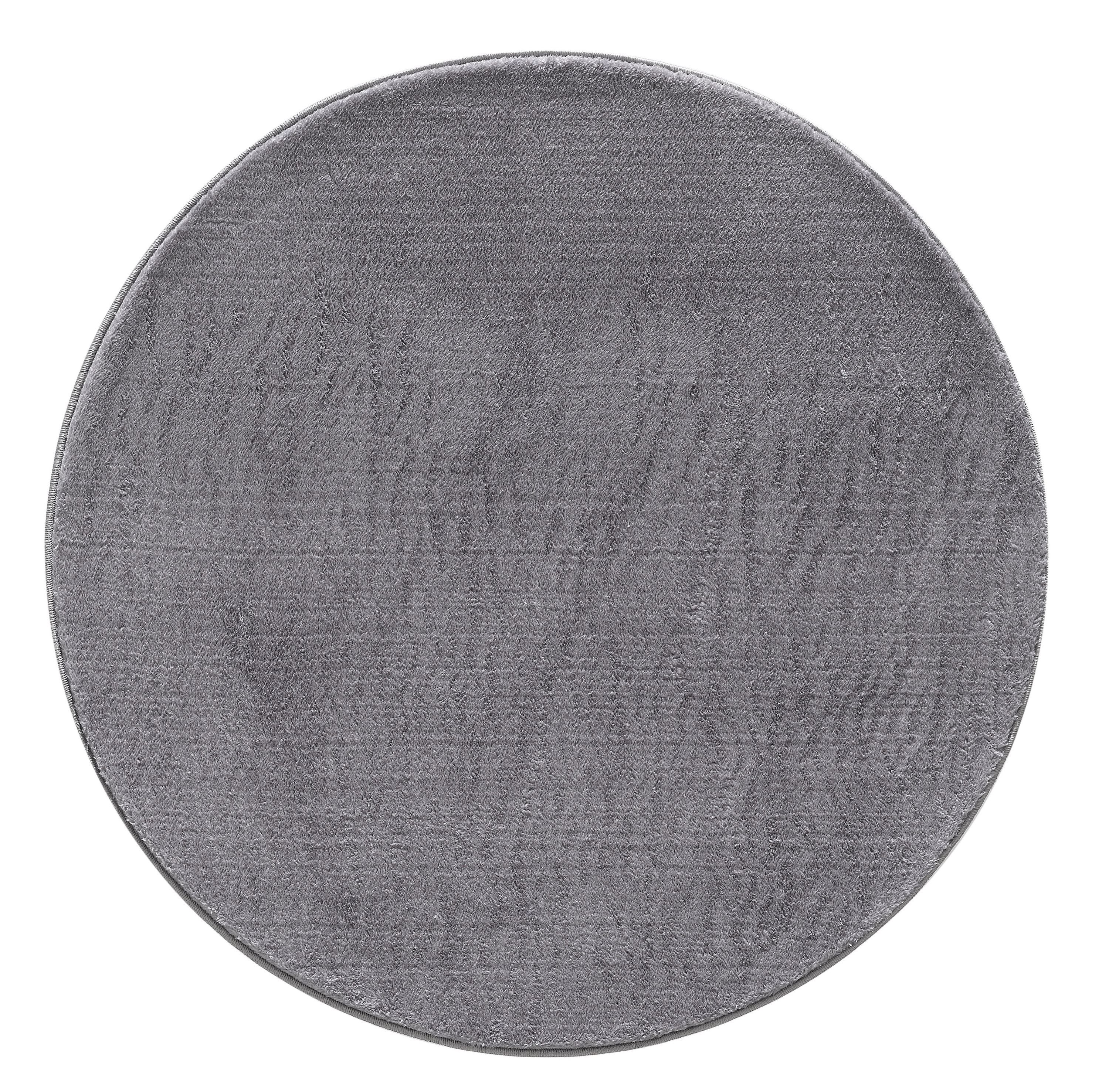 Teppich Unicolor - Einfarbig, Teppium, Rund, Höhe: 25 mm, Teppich Wohnzimmer Grau