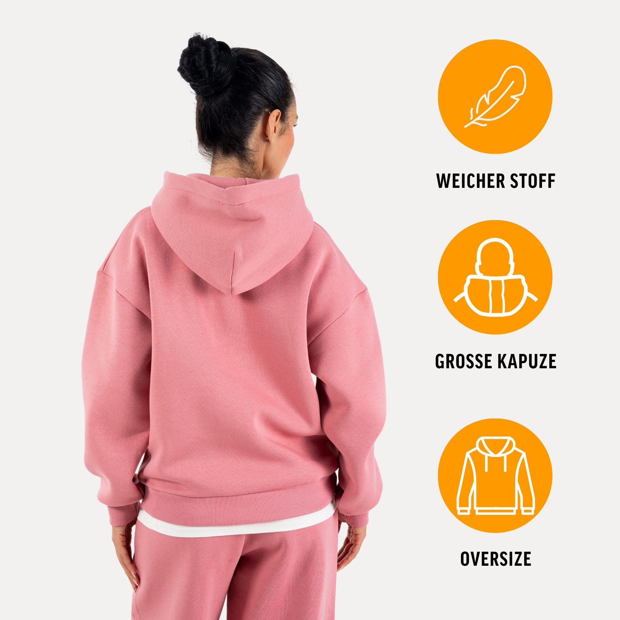 Smilodox Hoodie Thalea Kapuzenpullover Damen Oversize Fit mit Kängurutasche Relaxed Fit, Weiches Sweat Material, Logo-Stitching, Gym & Freizeit