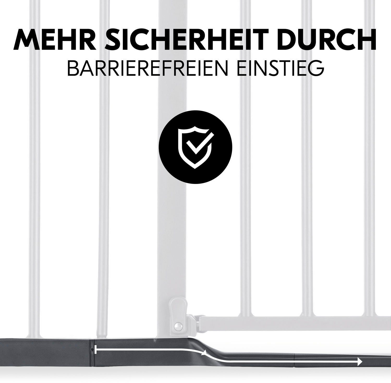 Hauck Türschutzgitter Dark Autoclose Grey, 2 verwendbar Set Step +21cm, Clear auch Treppenschutzgitter als