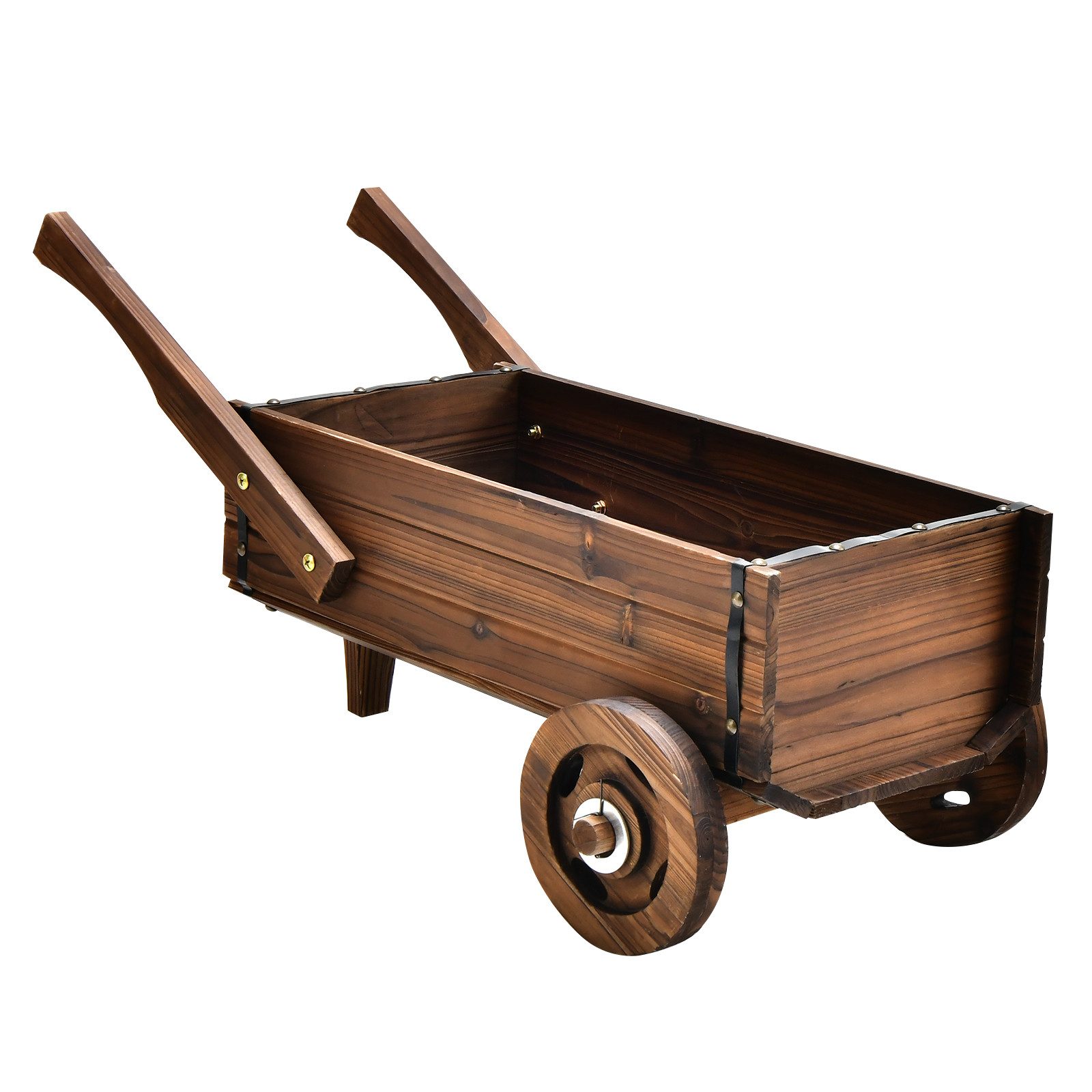 COSTWAY Blumenständer, Blumenwagen mit Abflussloch, Rädern und Griffen