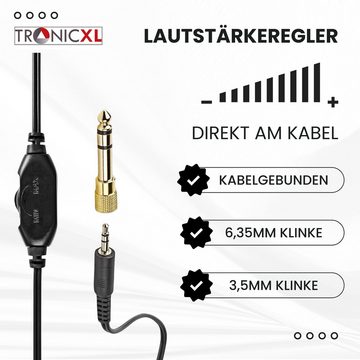 TronicXL Fernsehkopfhörer Kopfbügel 6m langes Kabel TV Klinke Fernseher 6,35mm HiFi-Kopfhörer (kabelgebunden, Stereo, Lautstärkeregler)