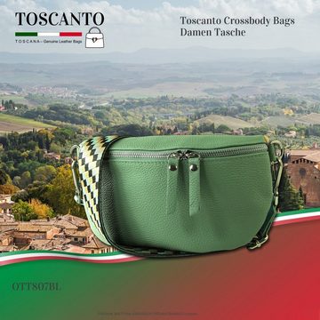 Toscanto Gürteltasche Toscanto Damen Gürteltasche Leder grün (Gürteltasche), Damen Gürteltasche Leder, grün, mehrfarbig ca. 25cm x ca. 15cm