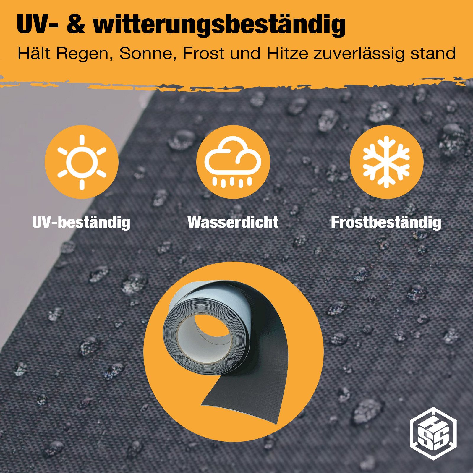 Hanse Syntec Systems Dichtband Butylband EPDM selbstklebend 10cm x 5m – DIY Dach & Rinne gewebeverstärkt, EPDM Gummi Oberlage, flexibel, robust – Bild 5 von 5
