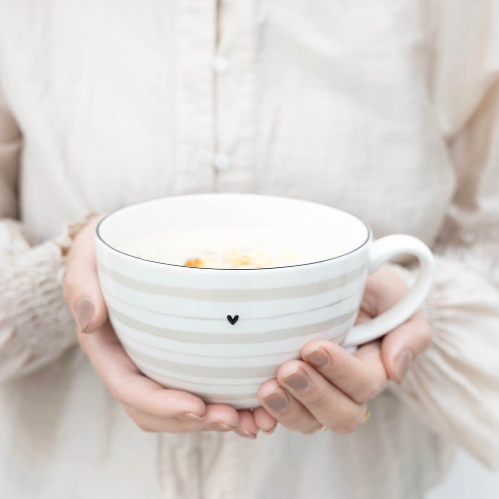 Bastion Collections Suppenteller, Spülmaschinengeeignet, Weiß, Streifen, ⌀ 13cm, Weiß, Streifen, H: 8cm