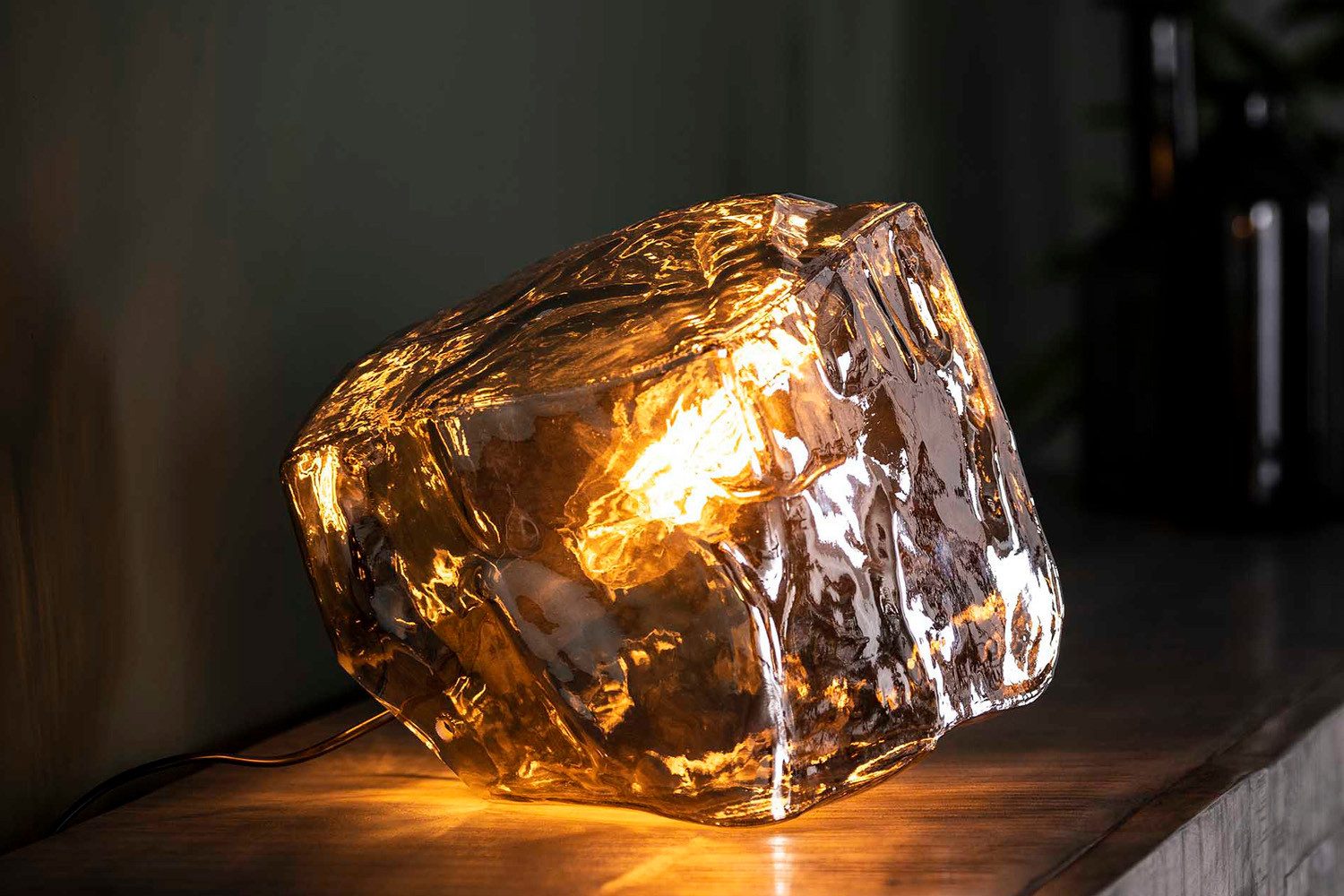KAWOLA Tischleuchte EDESSA, Tischlampe Glas silber