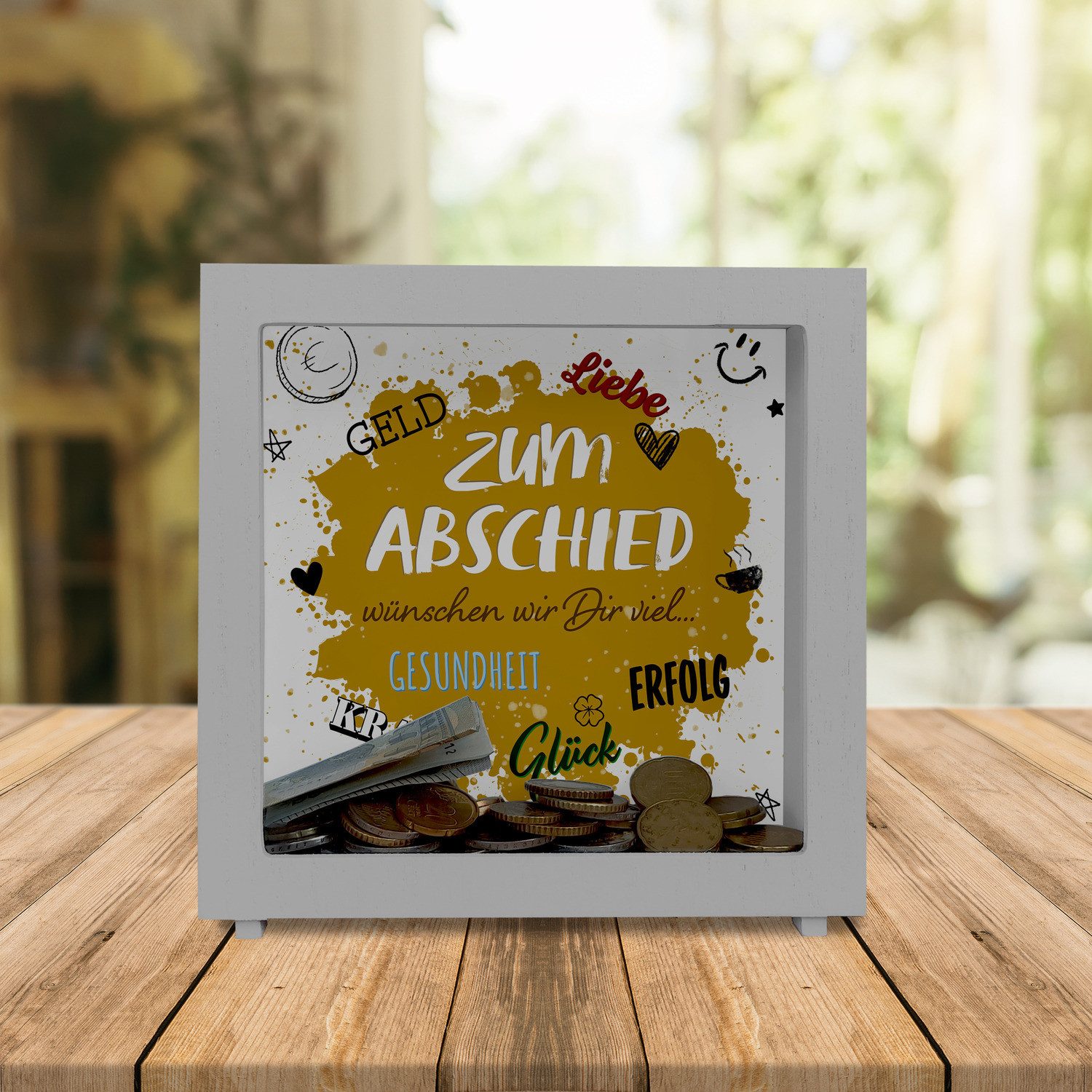 speecheese Spardose Zum Abschied Wünsche Rahmen günstig online kaufen