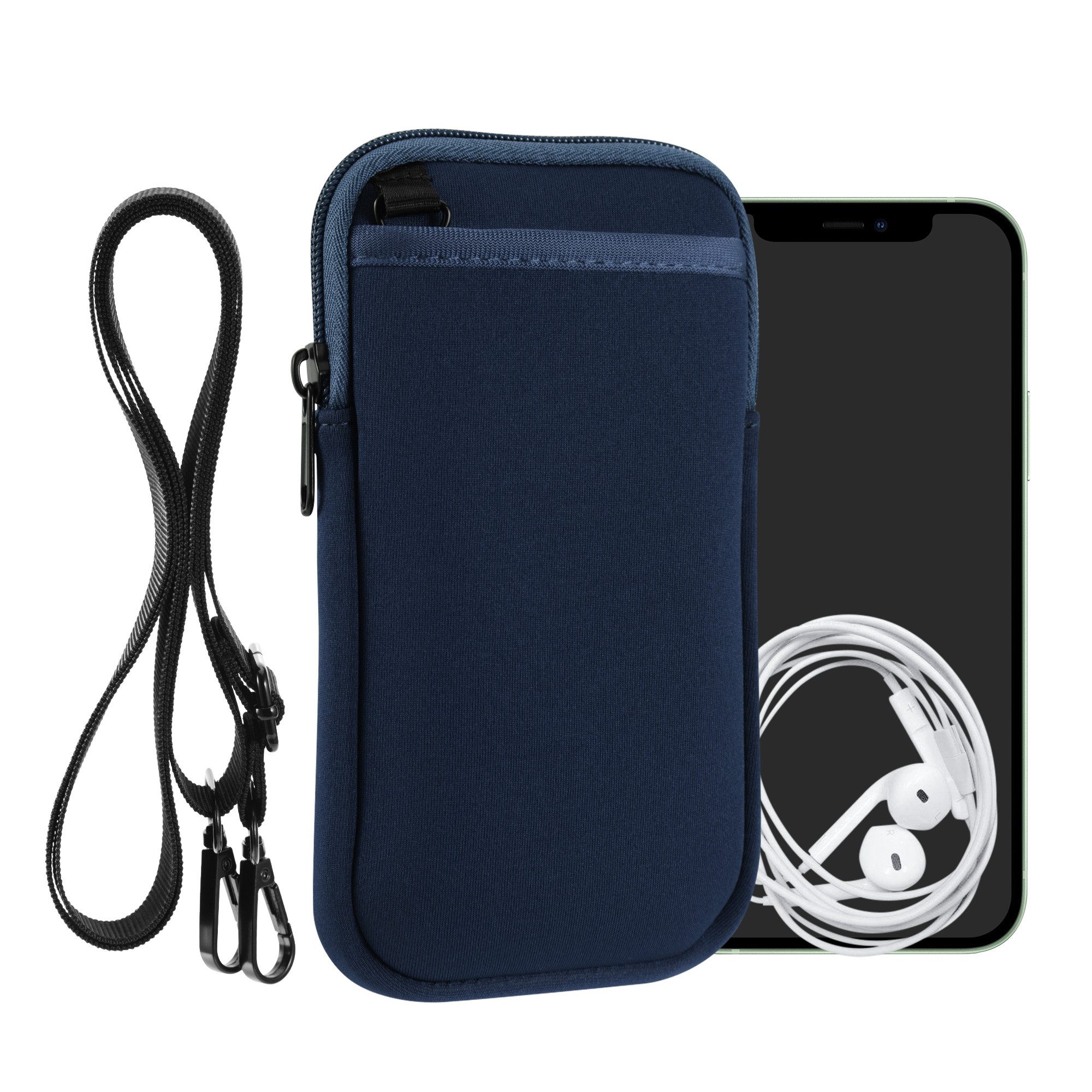 kwmobile Handytasche Handy Tasche zum Umhängen für XXL - 7" Hülle mit Band (1-tlg), Necklace Case - Neopren Cover mit Reißverschluss