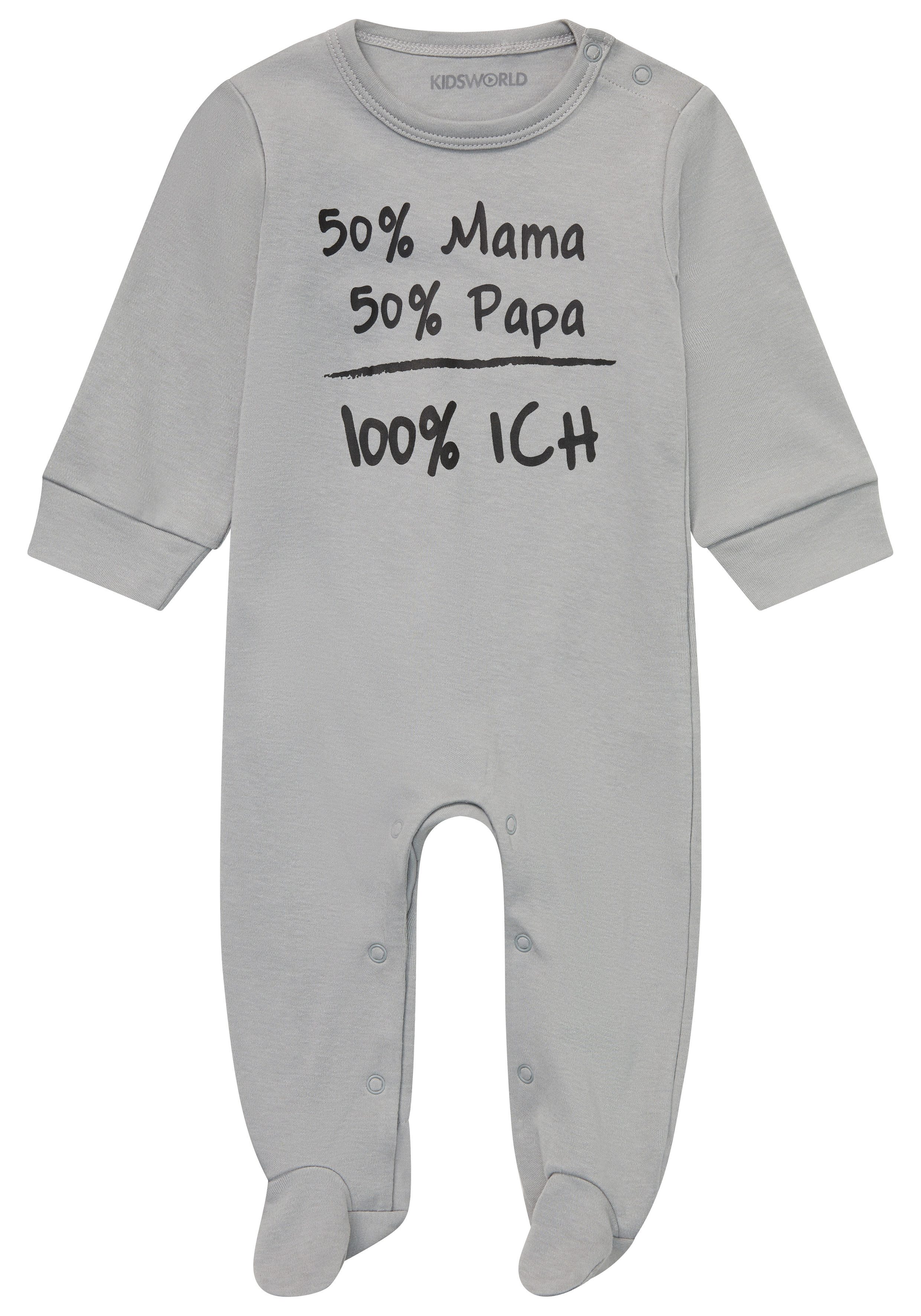 KIDSWORLD Schlafoverall 50% Mama, 50% Papa aus Bio-Baumwolle