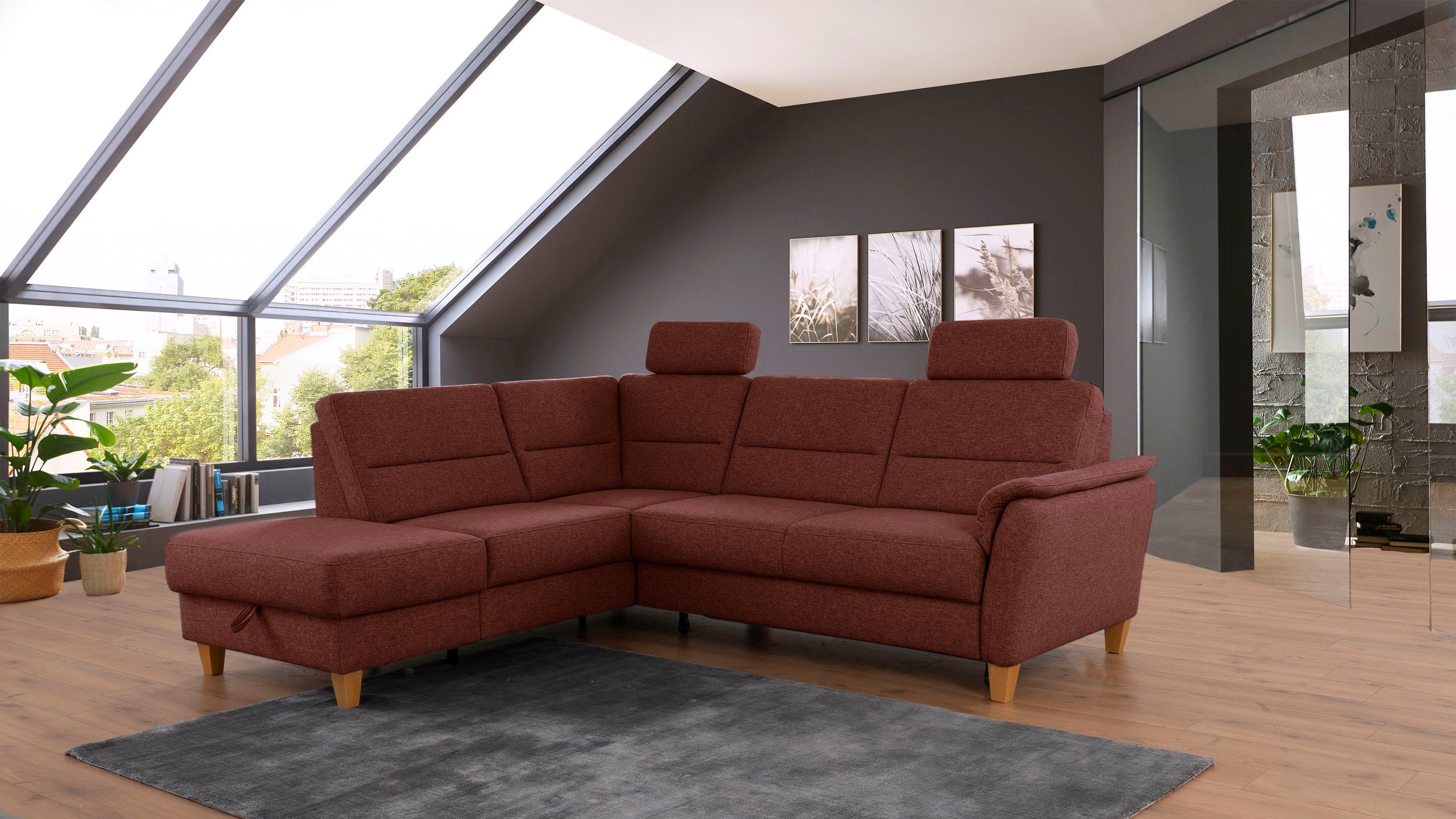 Home affaire Ecksofa Palmera L-Form, Federkern, günstig online kaufen
