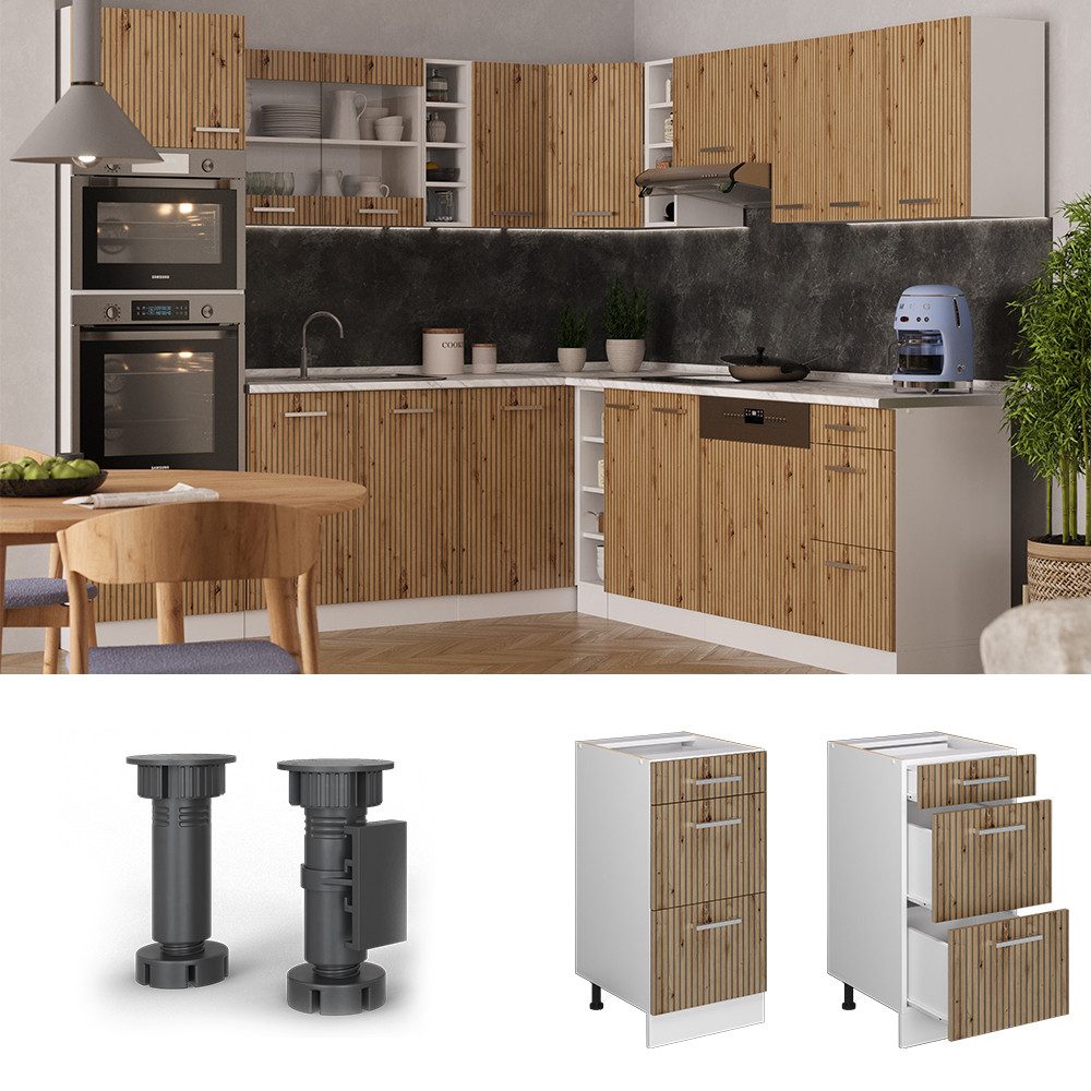 Vicco Unterschrank R-Line, Artisan-Eiche/Weiß, 40 cm mit Schubladen, ohne Arbeitsplatte (1-St)