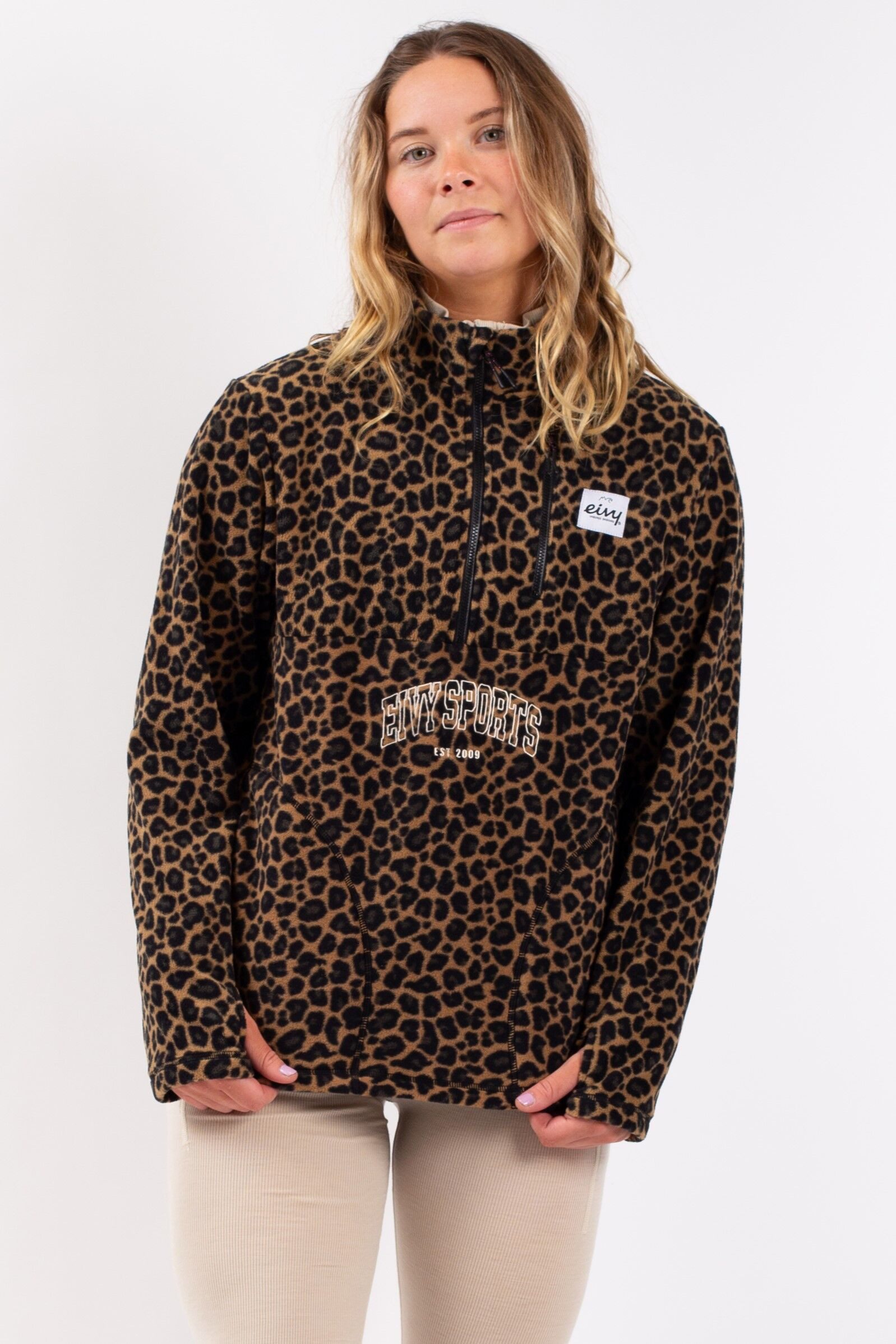 Eivy Fleecepullover mit Reißverschlusstaschen und Daumenschlaufen