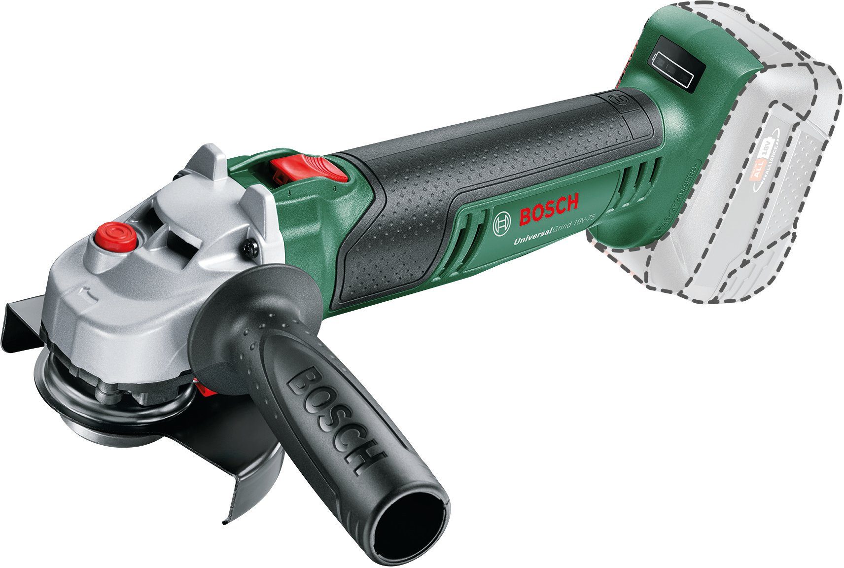 Bosch Home 125mm solo, Ladegerät Akku 18V-75 UniversalGrind ohne - & und Garden Akku-Winkelschleifer