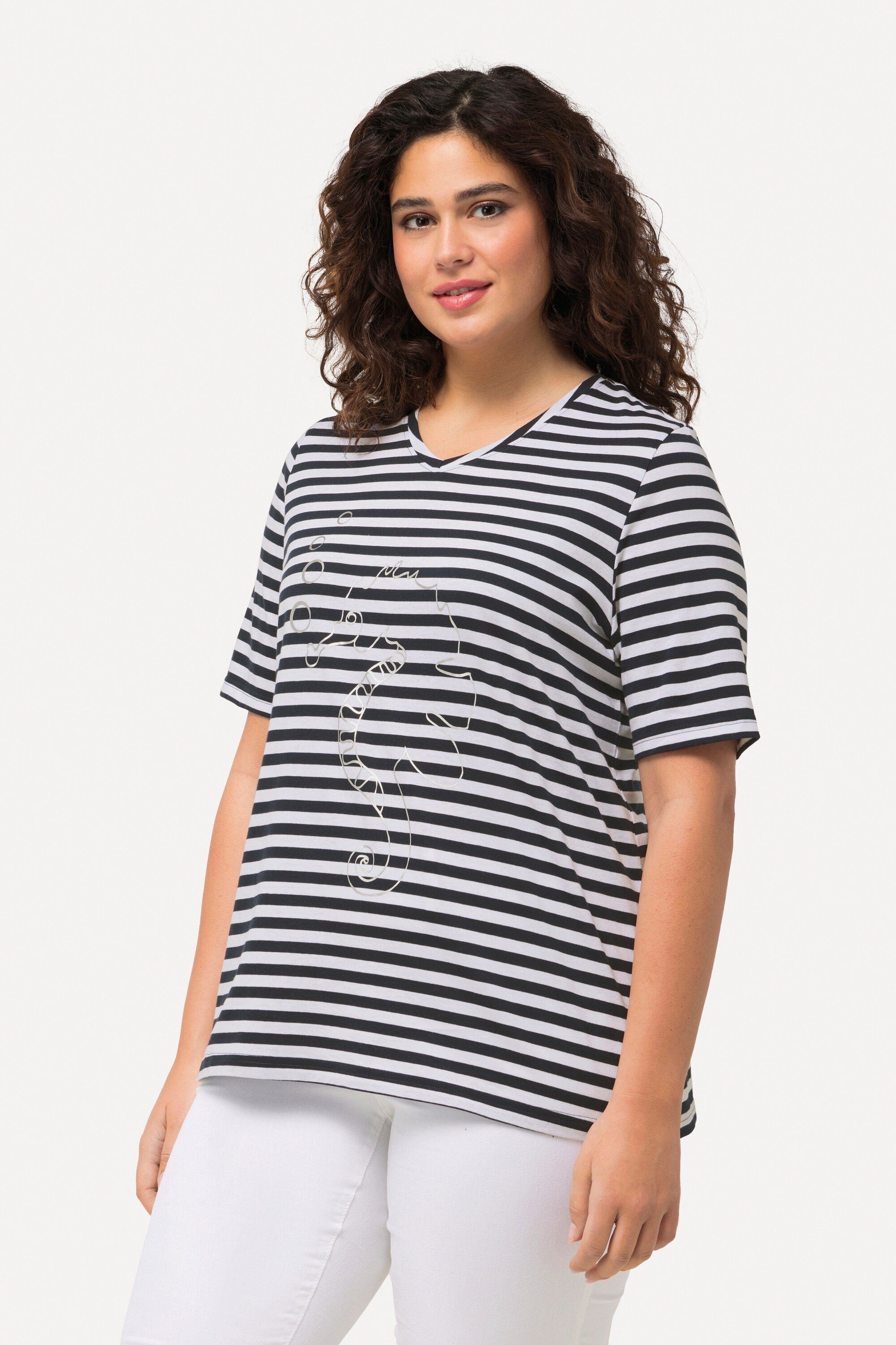 Ulla Popken T-Shirt Shirt Ringel Metallic-Tier günstig online kaufen