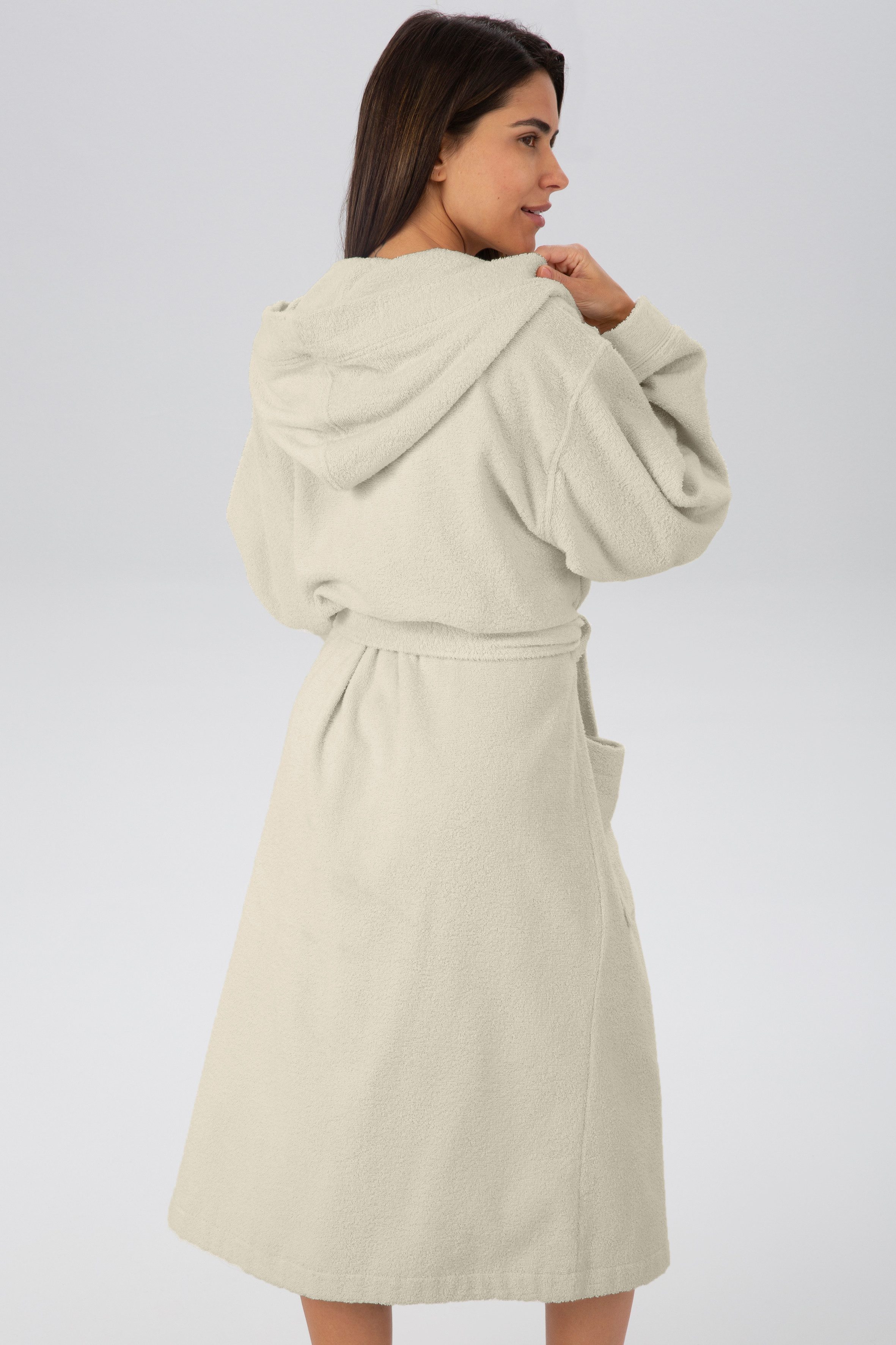 OTTO home Unisex-Bademantel Sanremo, ideal für Sauna & Spa, Hotelbademantel, Morgenmantel, Langform, Baumwolle, Kapuze, Gürtel, mit Taschen, Damen & Herren Bademäntel, S-3XL