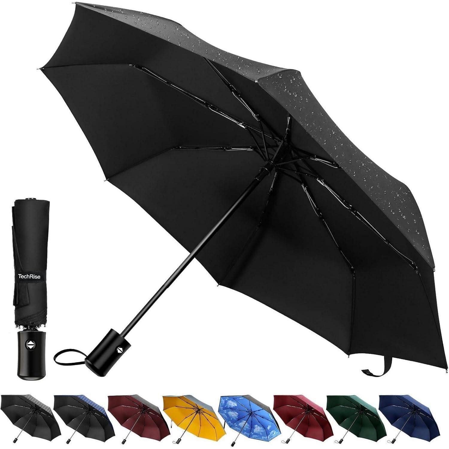 LuxusKollektion Taschenregenschirm Regenschirm Sturmfest Taschenschirm Automatik Herren Damen schwarz