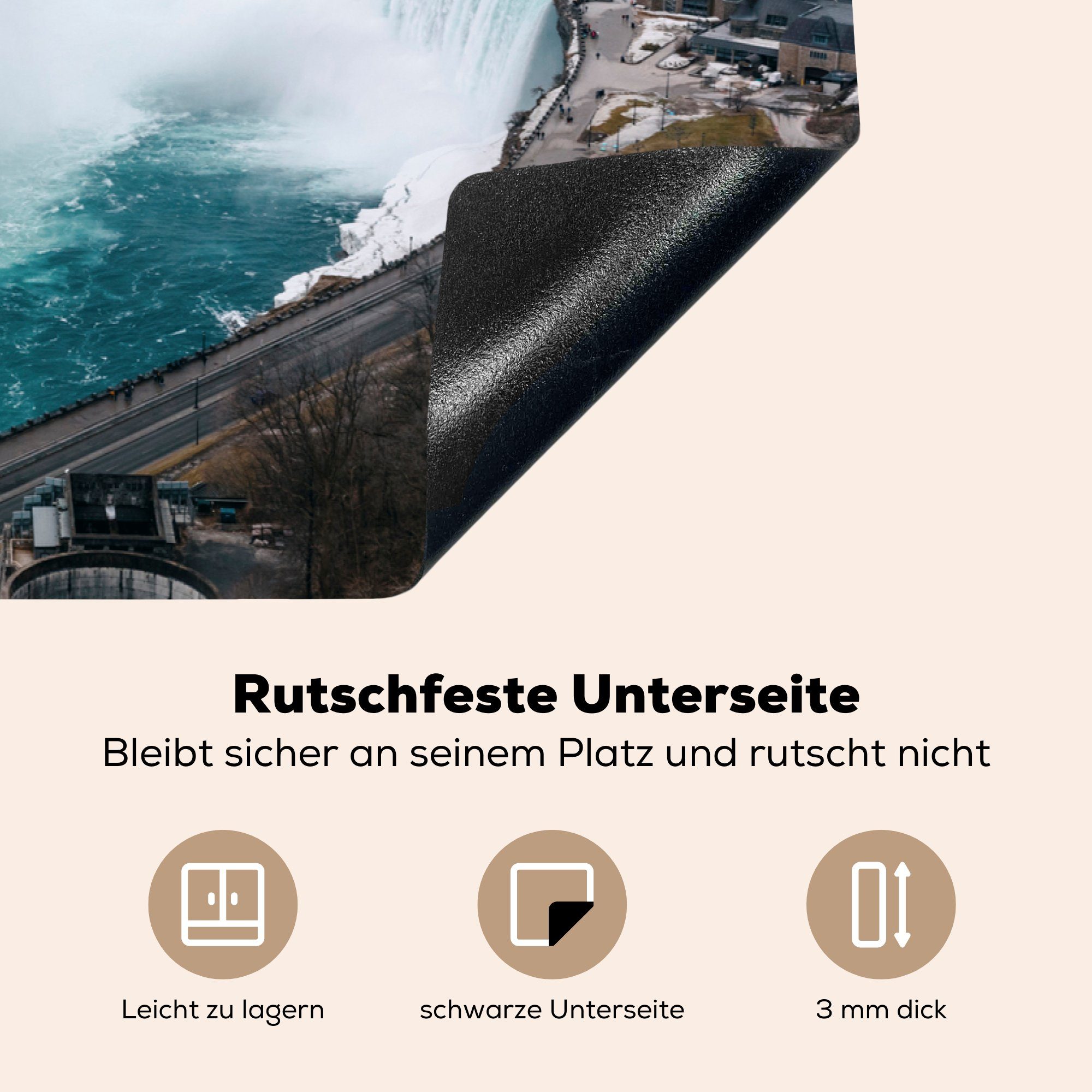 Ceranfeldabdeckung cm, aus Induktionskochfeld der Schutz Vinyl, Niagarafälle MuchoWow Vogelperspektive, (1 Herdblende-/Abdeckplatte 81x52 Kanadas küche, die für tlg),