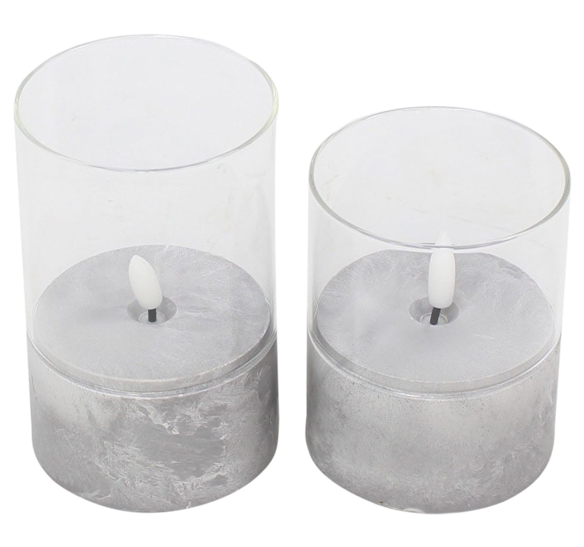 Dekoleidenschaft LED-Teelichter "Beton-Optik" 2 Stück aus Kunststoff & Glas, mit kaufen