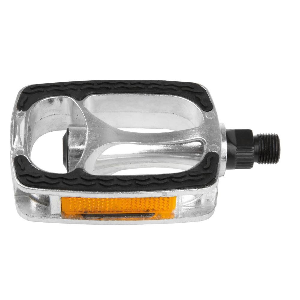 M-Wave Plattformpedale M-WAVE Steady-A9 Antirutschpedale silber - Aluminium-Pedale mit Reflek