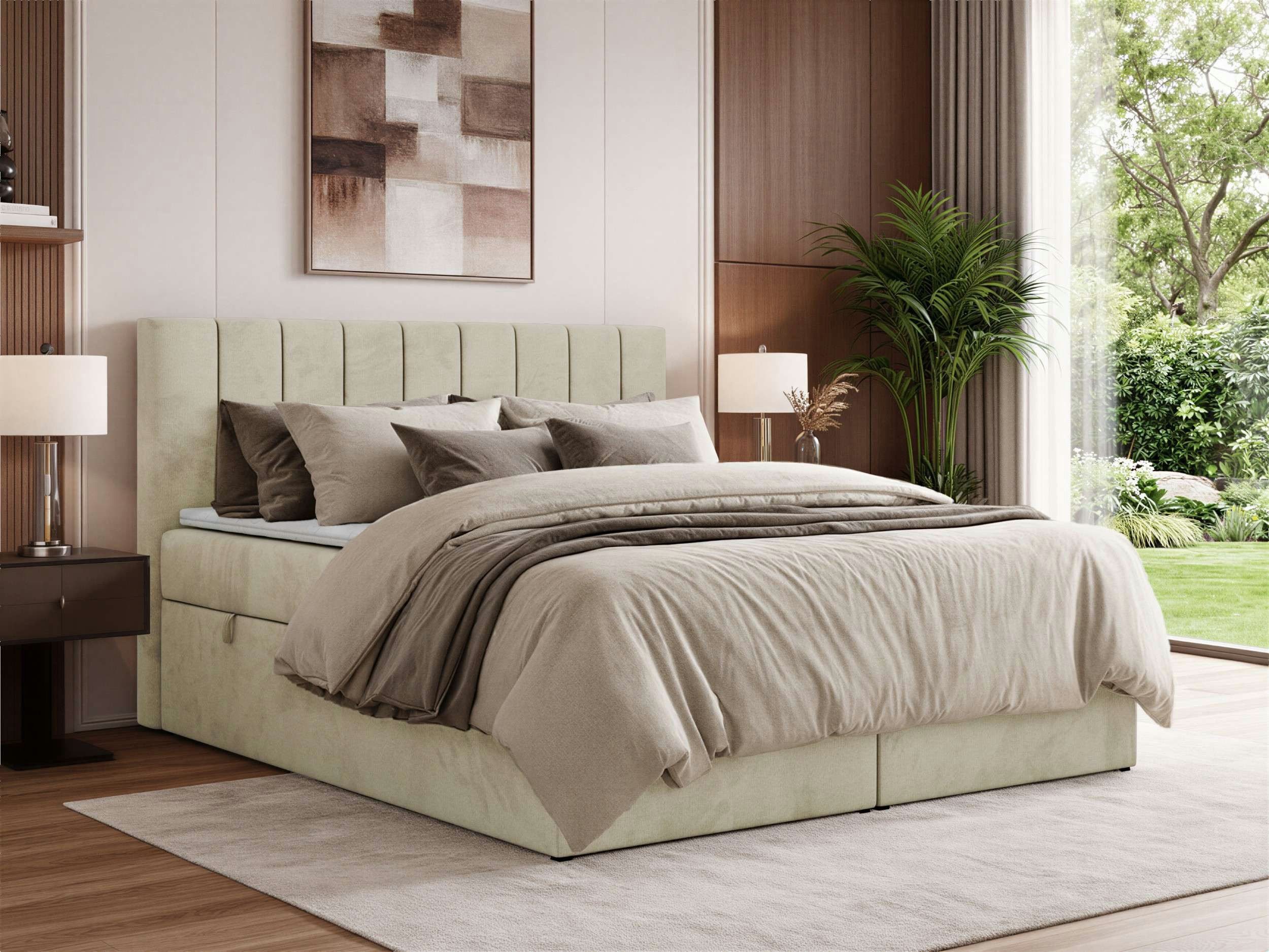 MKS MÖBEL Boxspringbett ALVER (Set, Doppelbett mit Stauraum, Matratze (H3/H4) & Topper (Visco oder T25), 2 Bettkästen, Federautomaten, Multipocket 7-Zonen H3/H4