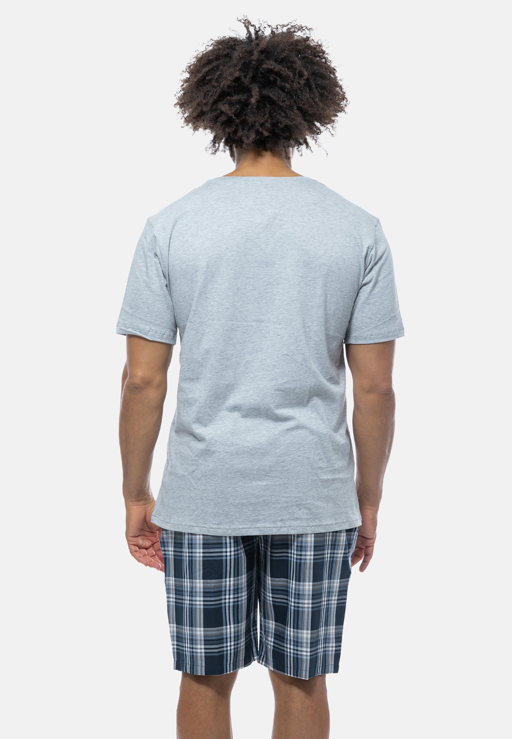 - Kurzarm-Shirt - Baumwolle 2 mit V-Ausschnitt Schlafanzug Mix Schiesser Pyjama (Set, tlg)