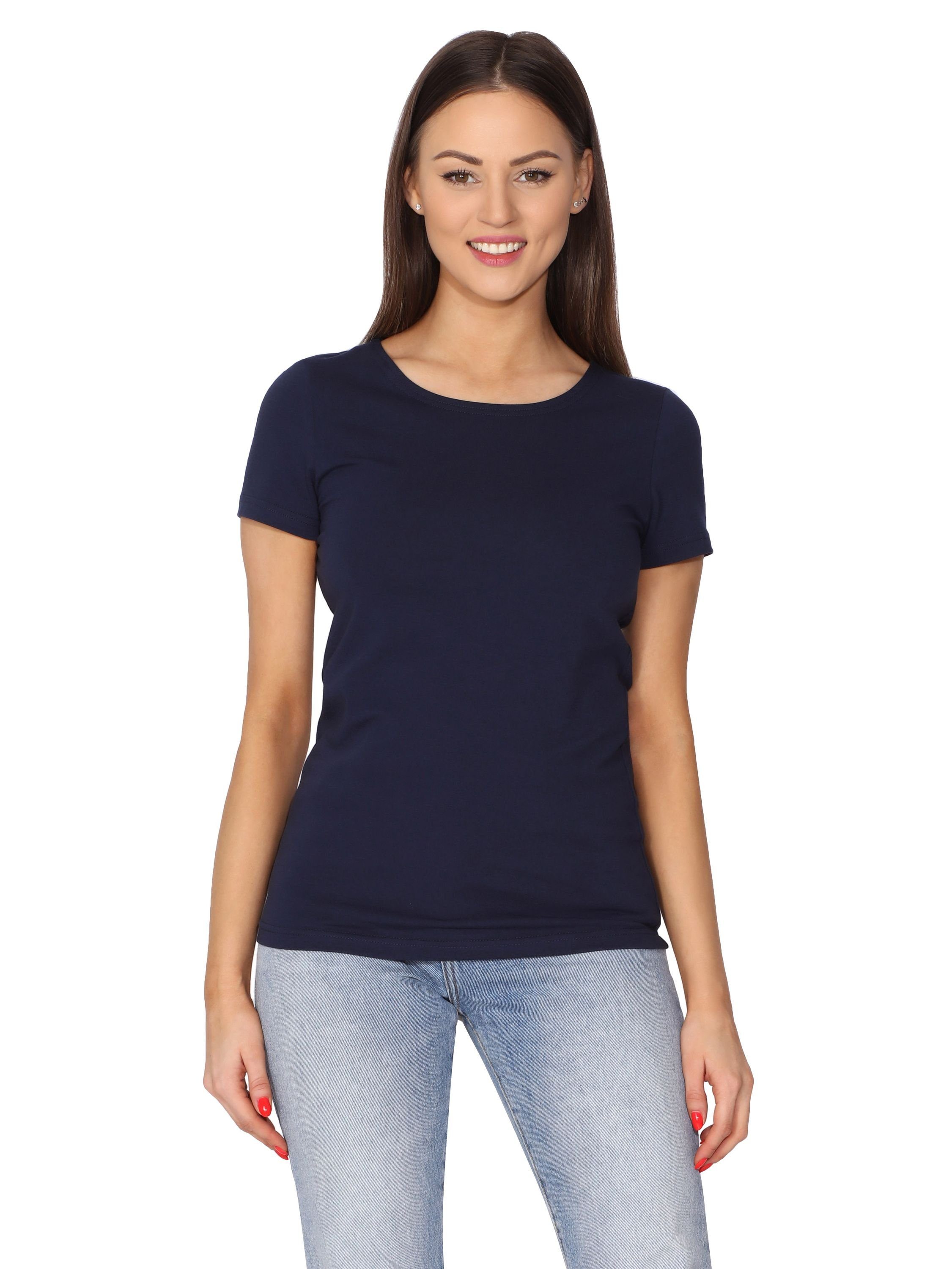 Merry Style T-Shirt Damen T-Shirt Kurzarm MS10-370 (1-tlg) Navy