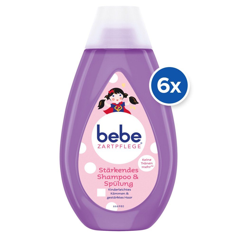bebe Haarshampoo Zartpflege stärkendes Shampoo & 6er-Pack Spülung 300ml) - (6x