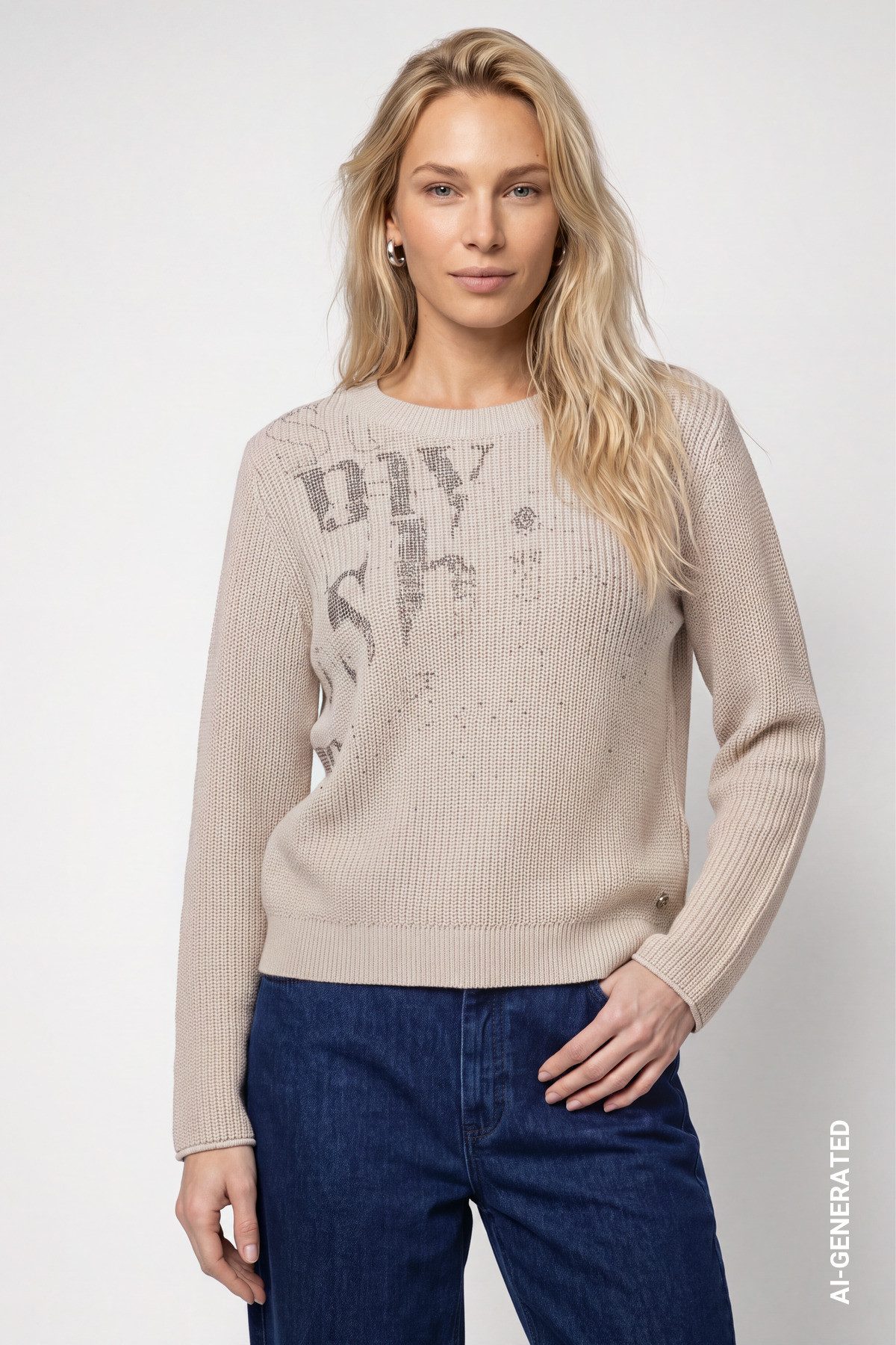 Monari Strickpullover Regular fit mit Rundhalsausschnitt