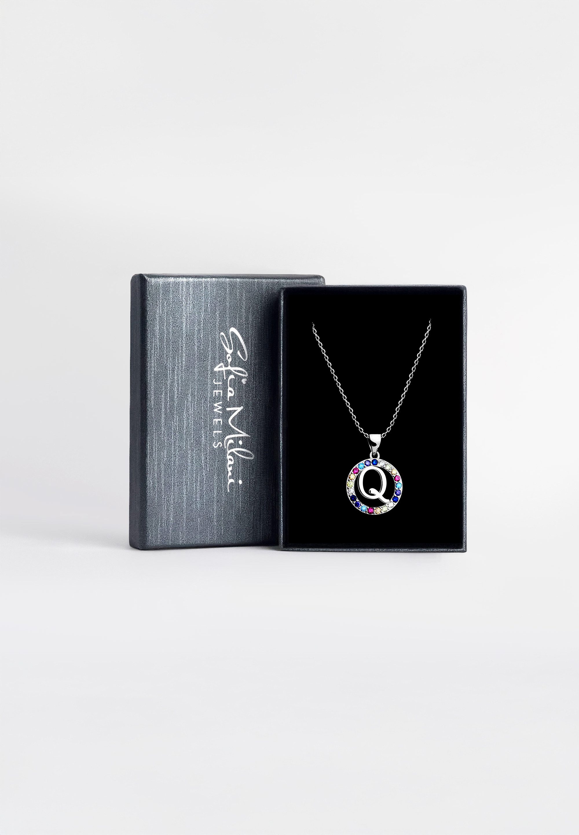 Sofia Milani Kette mit Anhänger Buchstabe Q, 925 Silber Damen Schmuck - N0530