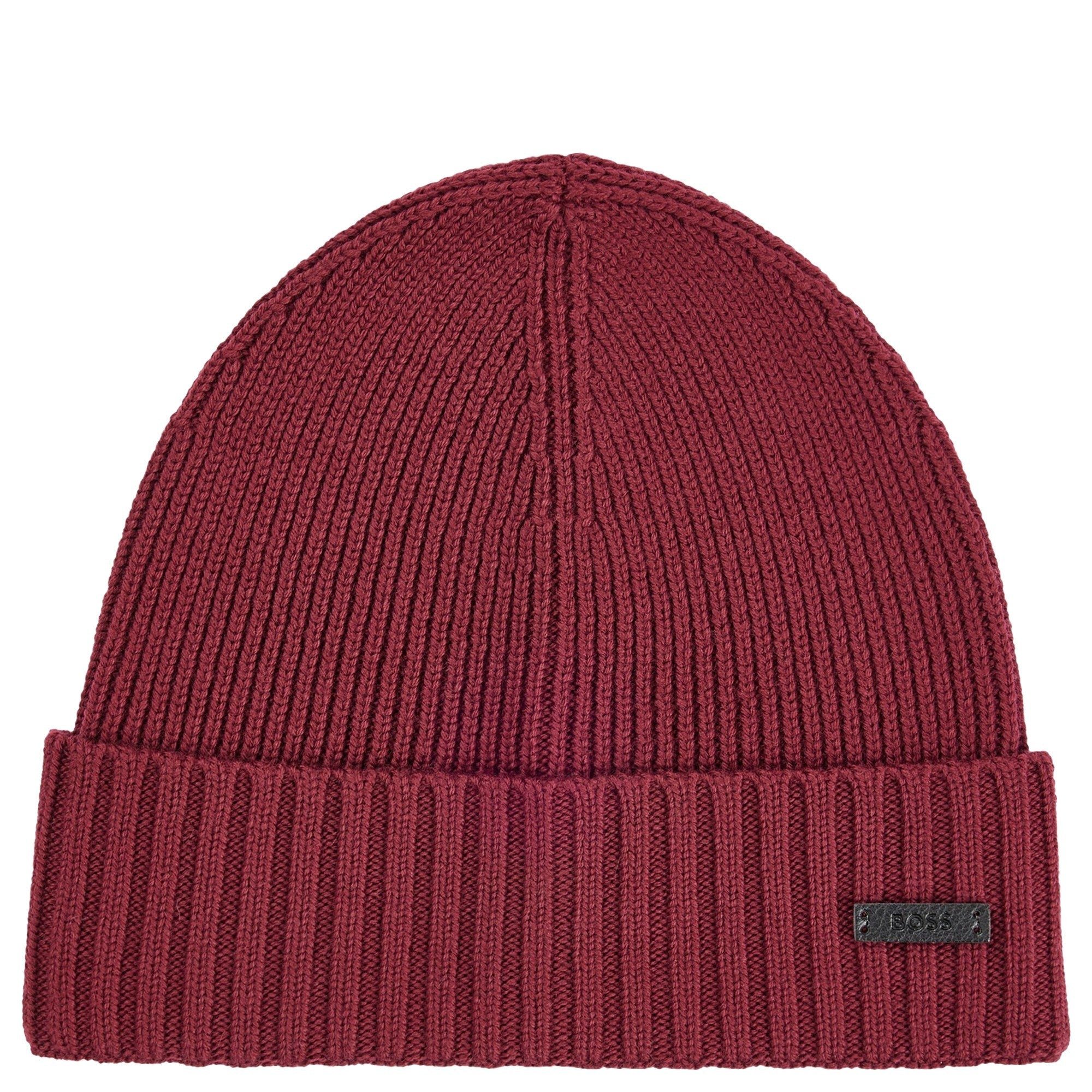 BOSS Strickmütze Fati - Mütze (dunkelrot) günstig online kaufen