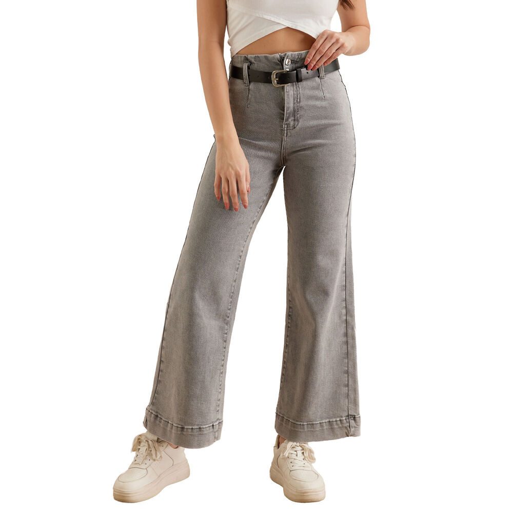 Ankle-Jeans Damen High Waist Flared Jeans mit weitem Bein