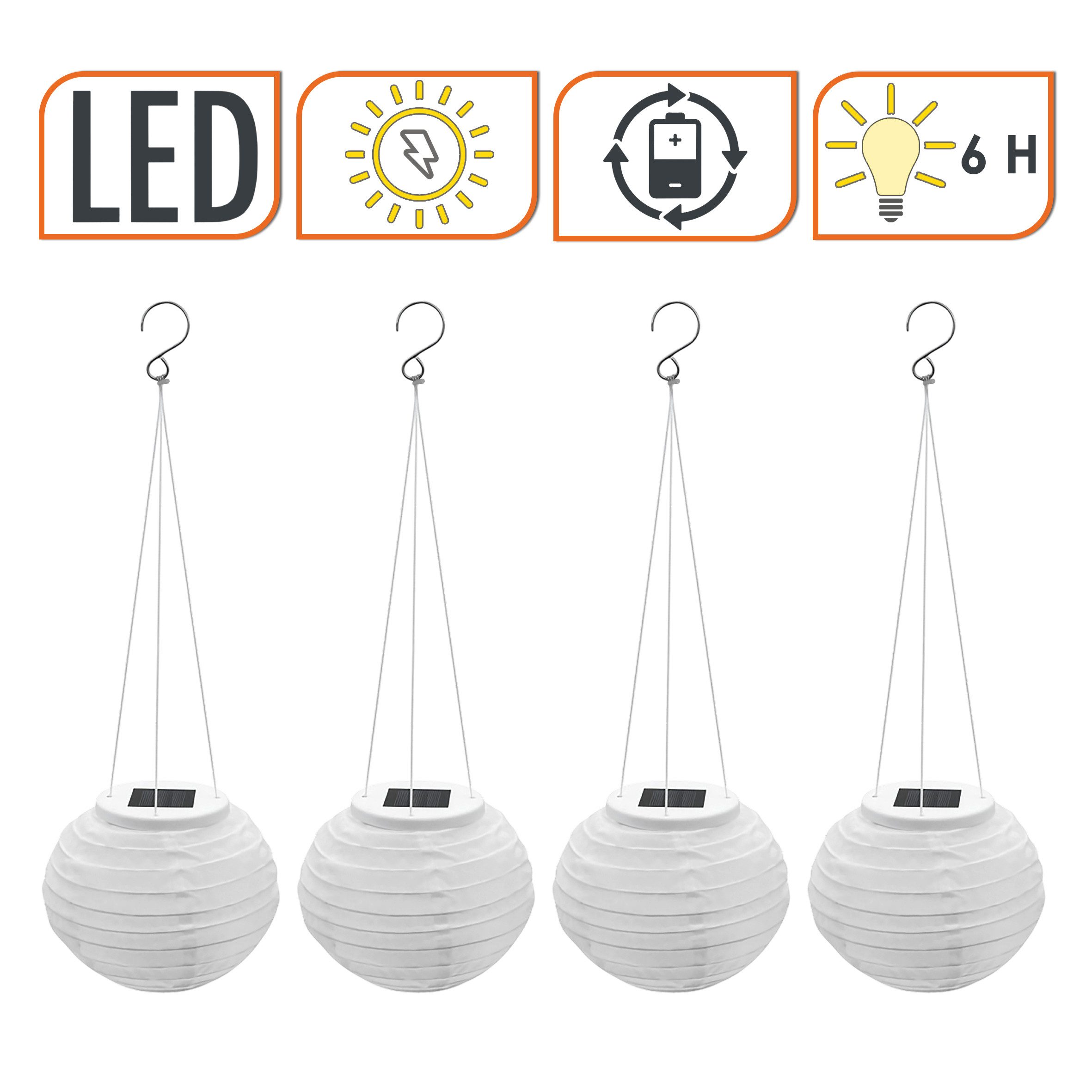 Spetebo LED Solarleuchte LED Solar Lampion - Garten Deko Beleuchtung warm weiß, Solar betrieben, LED fest integriert, warm weiß, Automatische Einschaltung bei D – Bild 3 von 5
