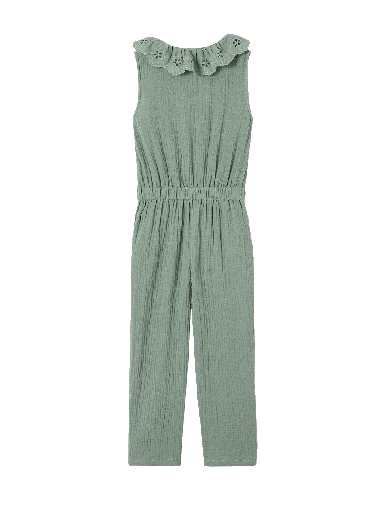 vertbaudet Jumpsuit Mädchen Jumpsuit aus Musselin, bestickter Kragen