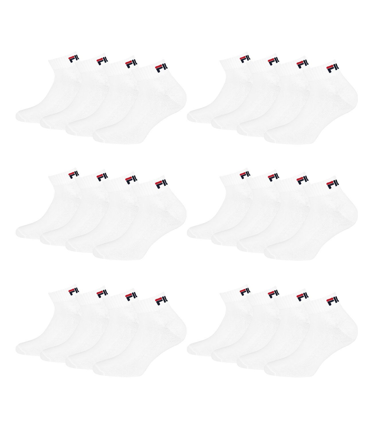 Fila Sportsocken Quarter Socken (12-Paar) mit weichem Rippbündchen 300 white