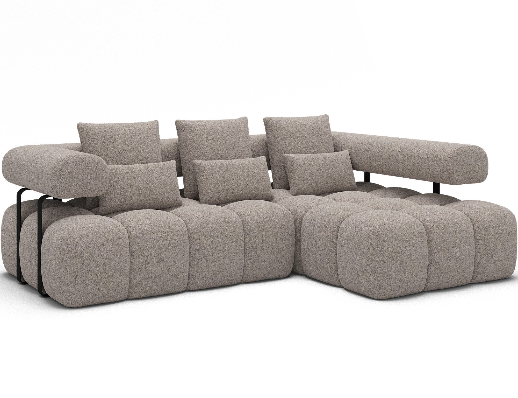 MF Design Ecksofa Ecksofa mit Schlaffunktion in Bouclé, false / Elektrische Sitzflächenverlängerung / true