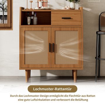 BlingBin Kommode Sideboard (1 Schublade und 2 Türen), Lochmuster-Design, gute Luftzirkulation