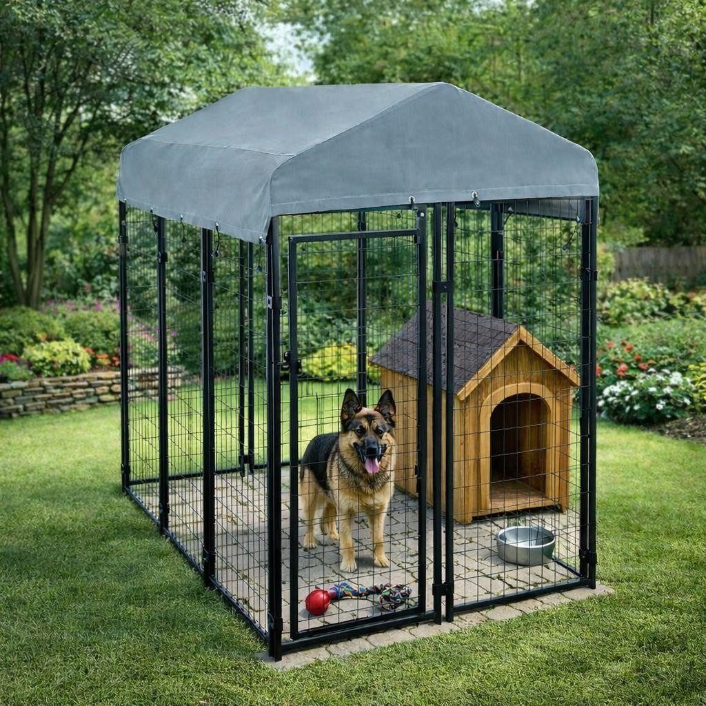 ESTEXO Freigehege Hundezwinger Hundekäfig Hundehaus 185x117x185cm Schweissgitter Eleme
