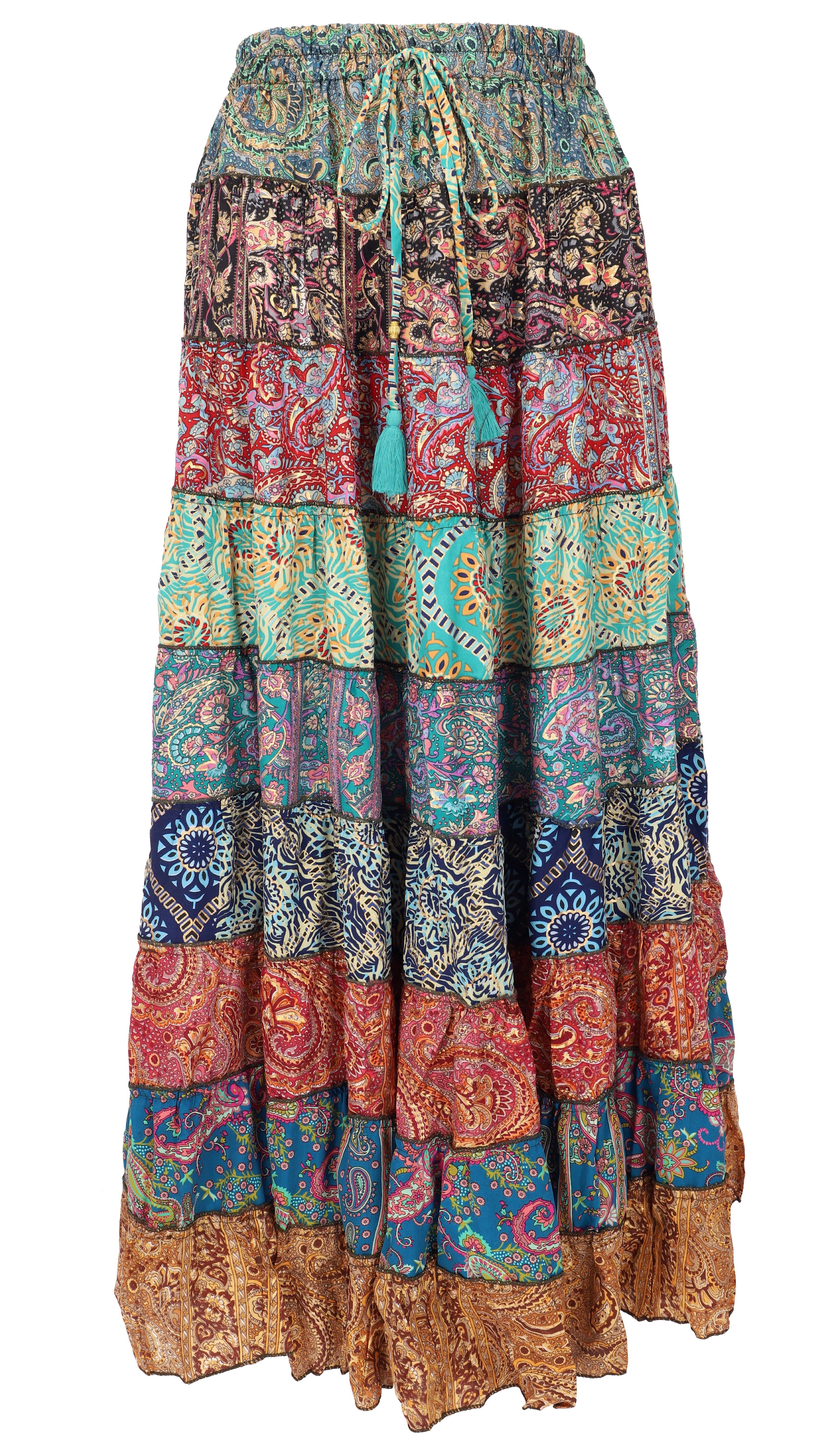 Guru-Shop Minirock Langer Boho Stufenrock, Maxirock Hippie chic,.. alternative Bekleidung – Bild 4 von 5