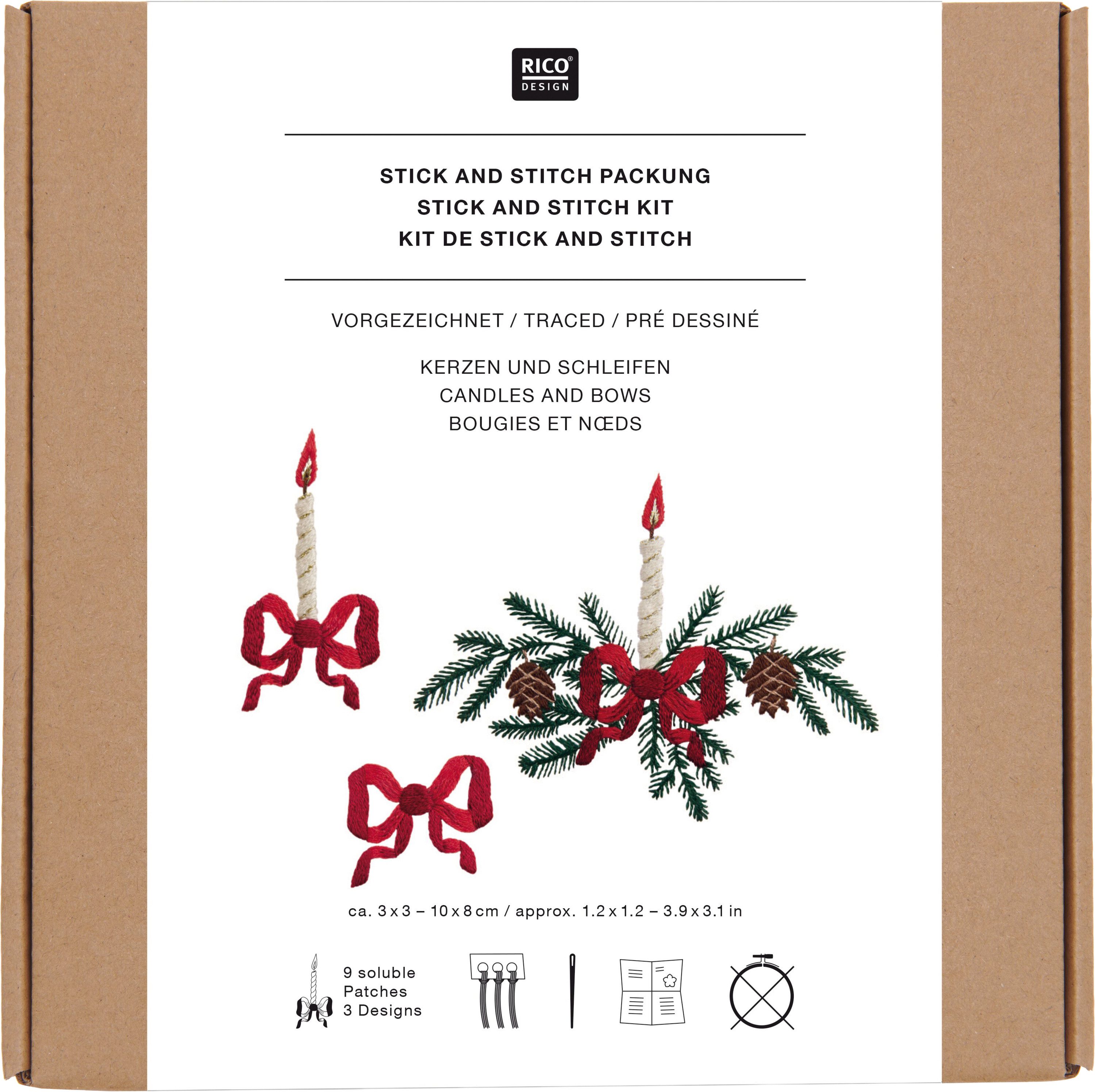 Rico Design Kreativset Stick & Stitch Kerzen und Schleifen, 11 Teile