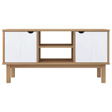 furnicato TV-Schrank OTTA Braun&Weiß 113,5x43x57 cm Massivholz Kiefer