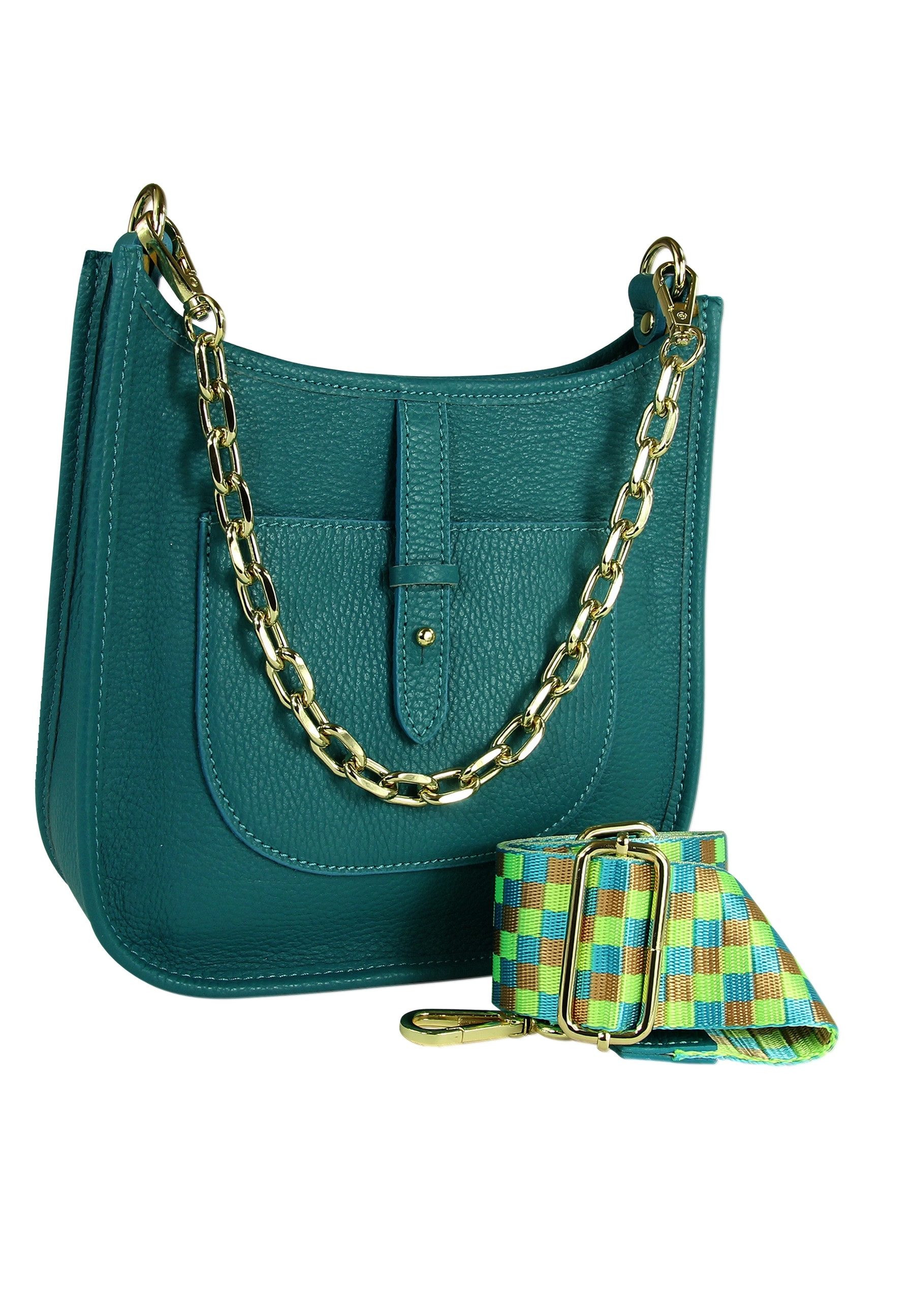 Toscanto Umhängetasche Toscanto weißfarben, Citytasche mittel (Umhängetasche), Damen, Jugend Umhängetasche, Citytasche Echtes Leder, türkis