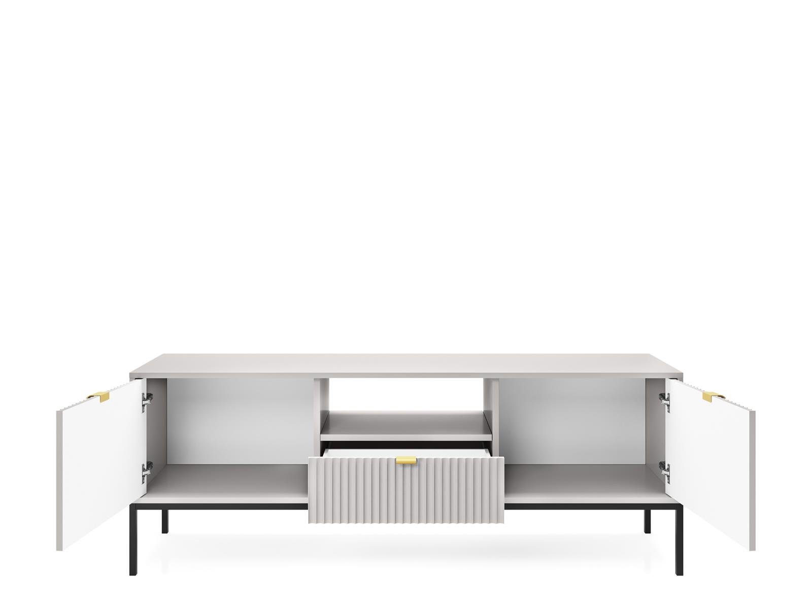 Beautysofa TV-Schrank Novia (Metallgestell, im Lowboard modernes / Grau / Schwarz Wohnzimmer, Weiß für Farbe) Stil